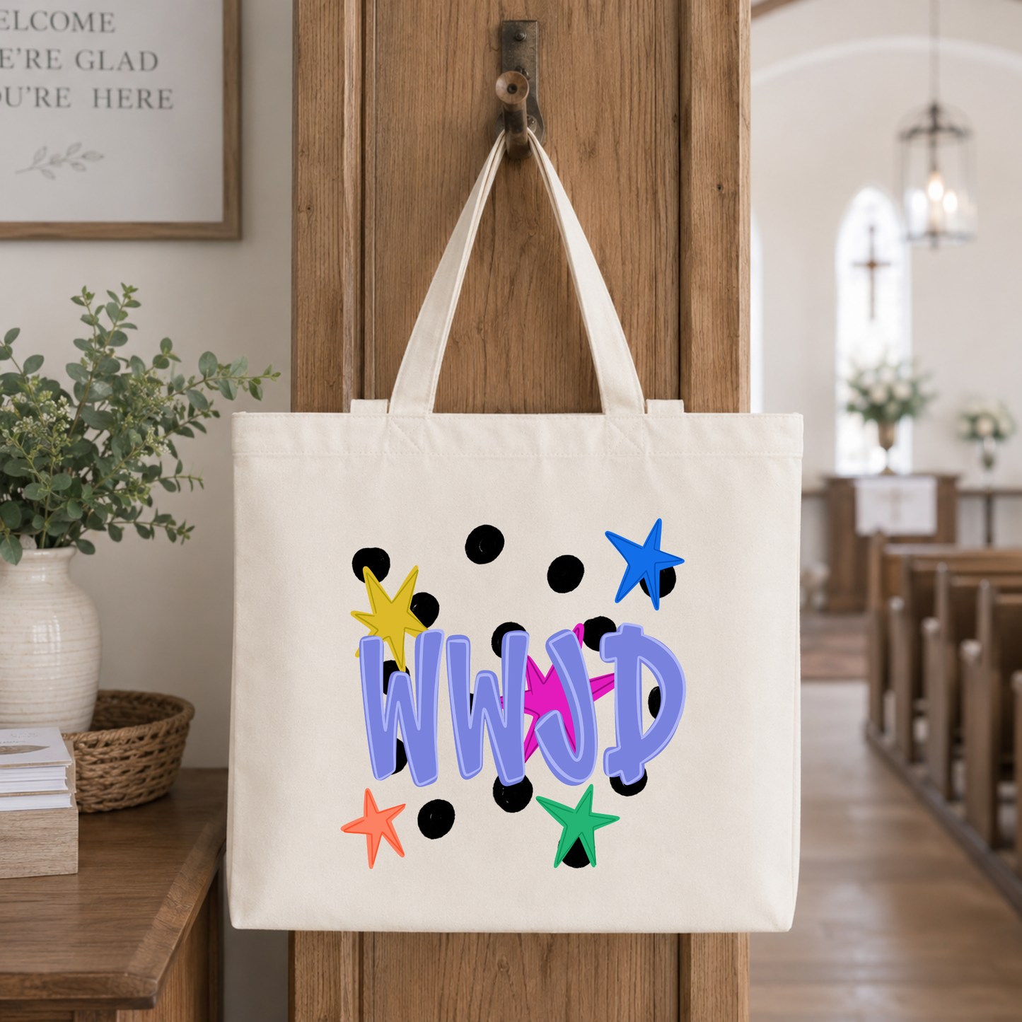 Dotted WWJD Tote Bag
