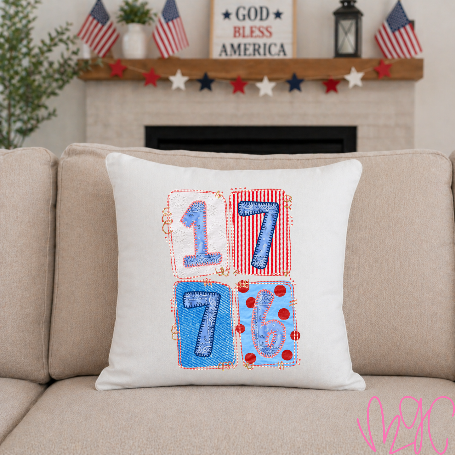Patterned 1776 Throw Pillow