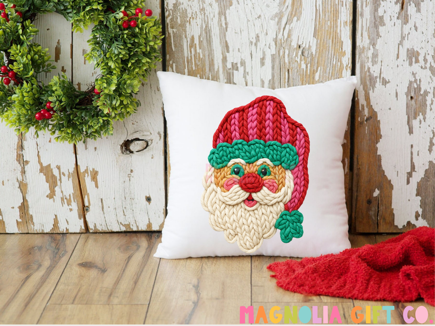 Santa Yarn Throw Pillow