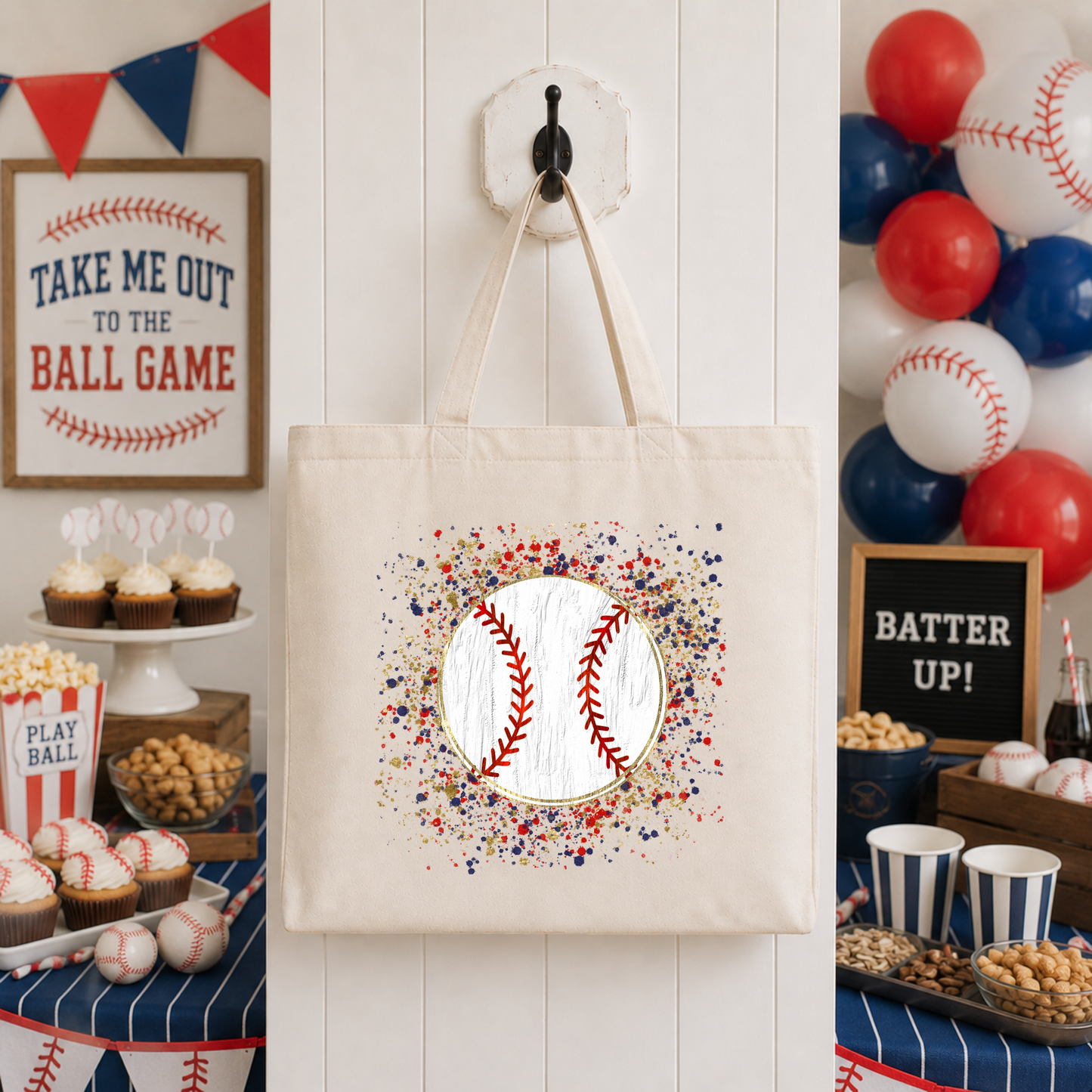 Confetti Baseball Tote Bag