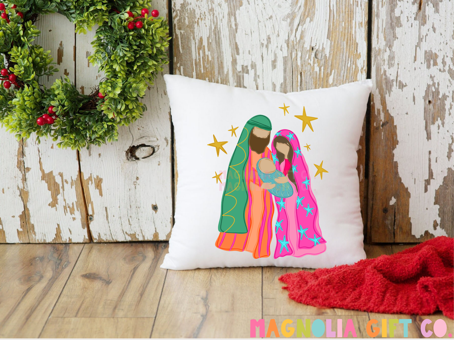 Joseph-Mary-Baby Jesus Throw Pillow