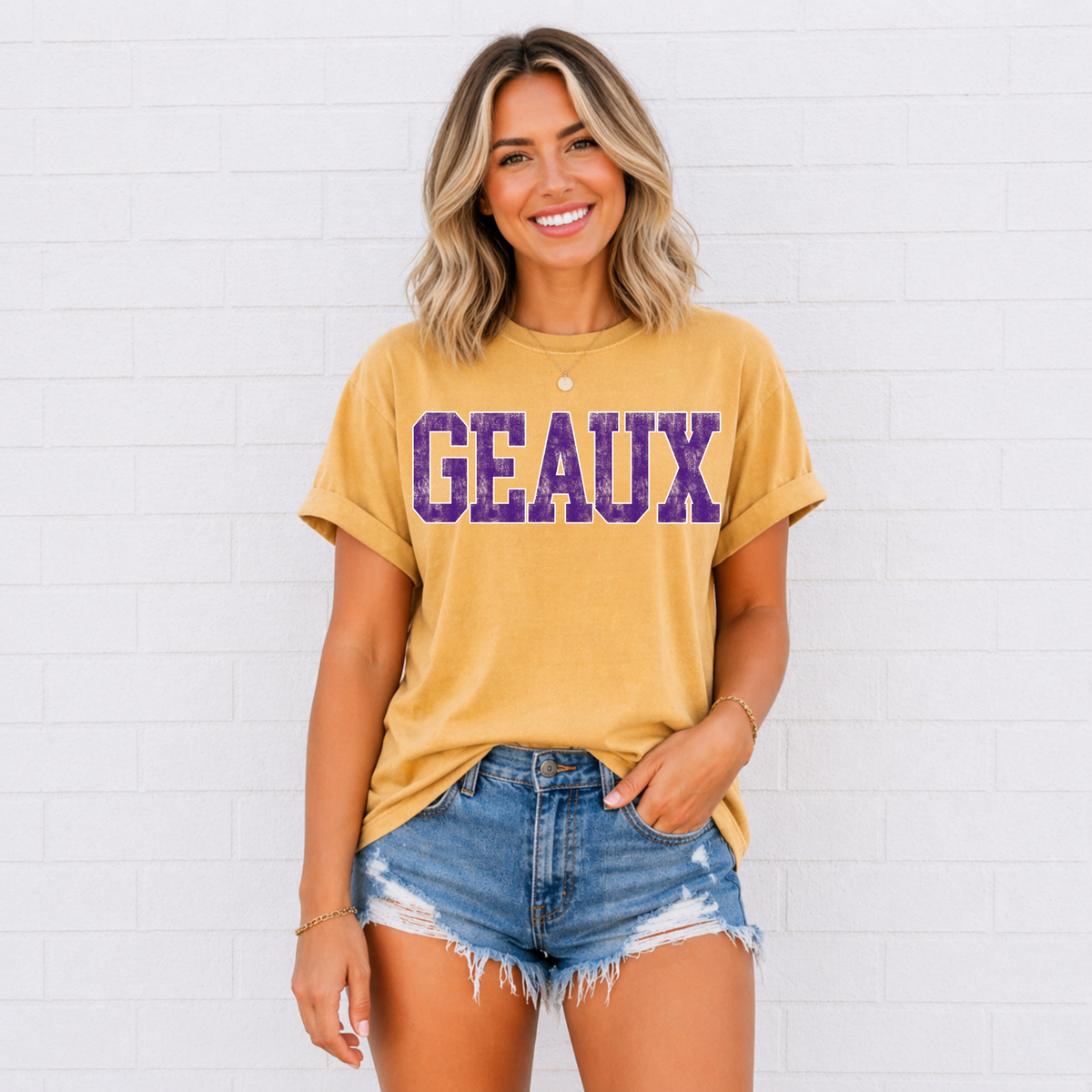 Varsity Distressed Geaux Tee