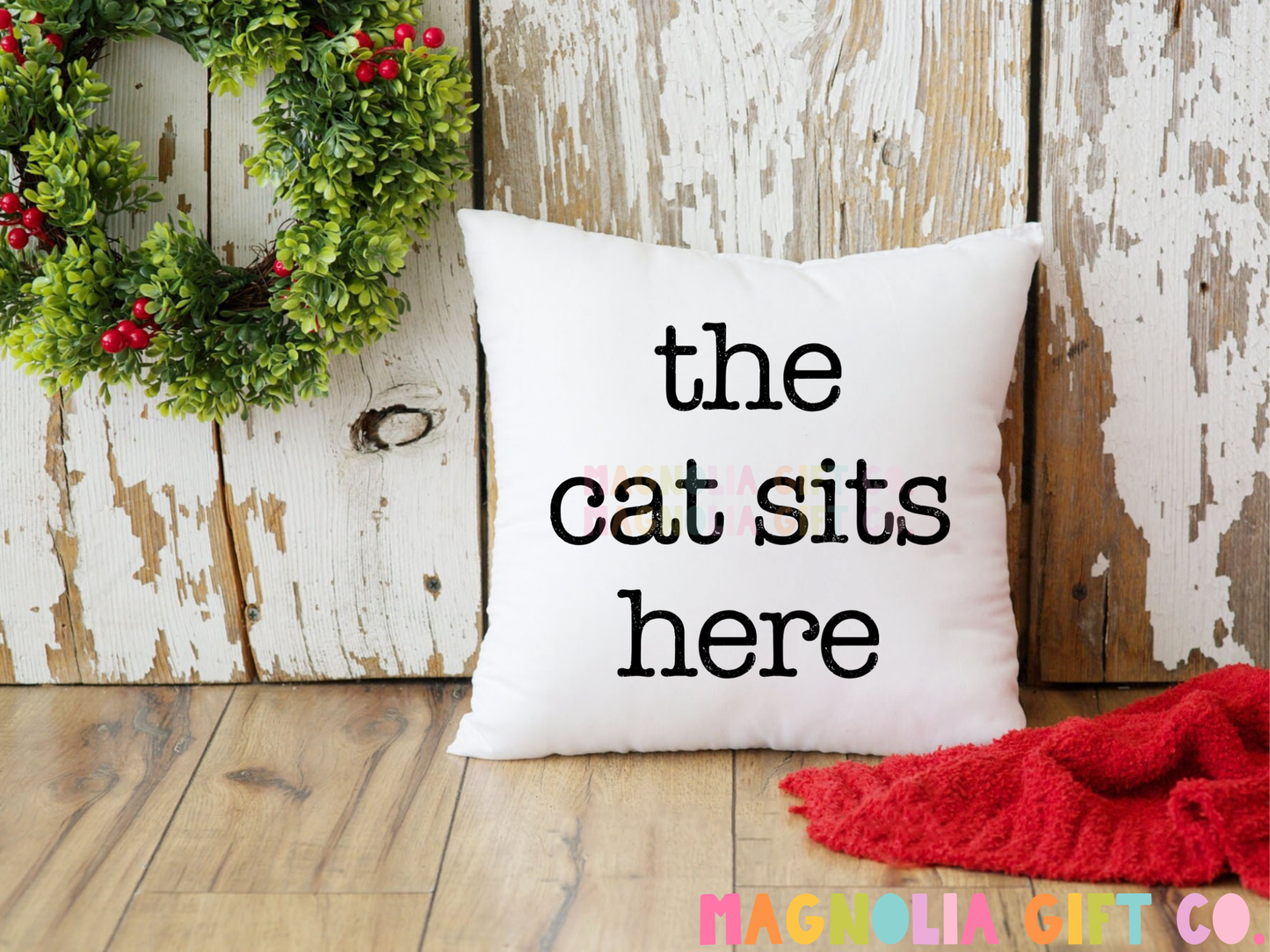 Cat Sits Here Throw Pillow