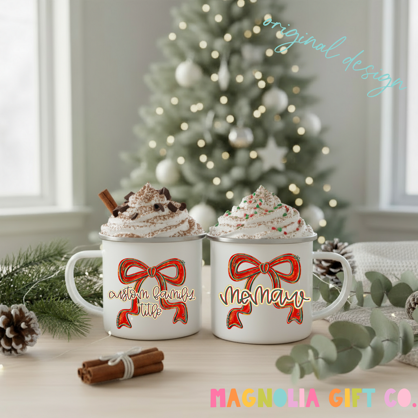 Red Bow Family Title Coffee Mug