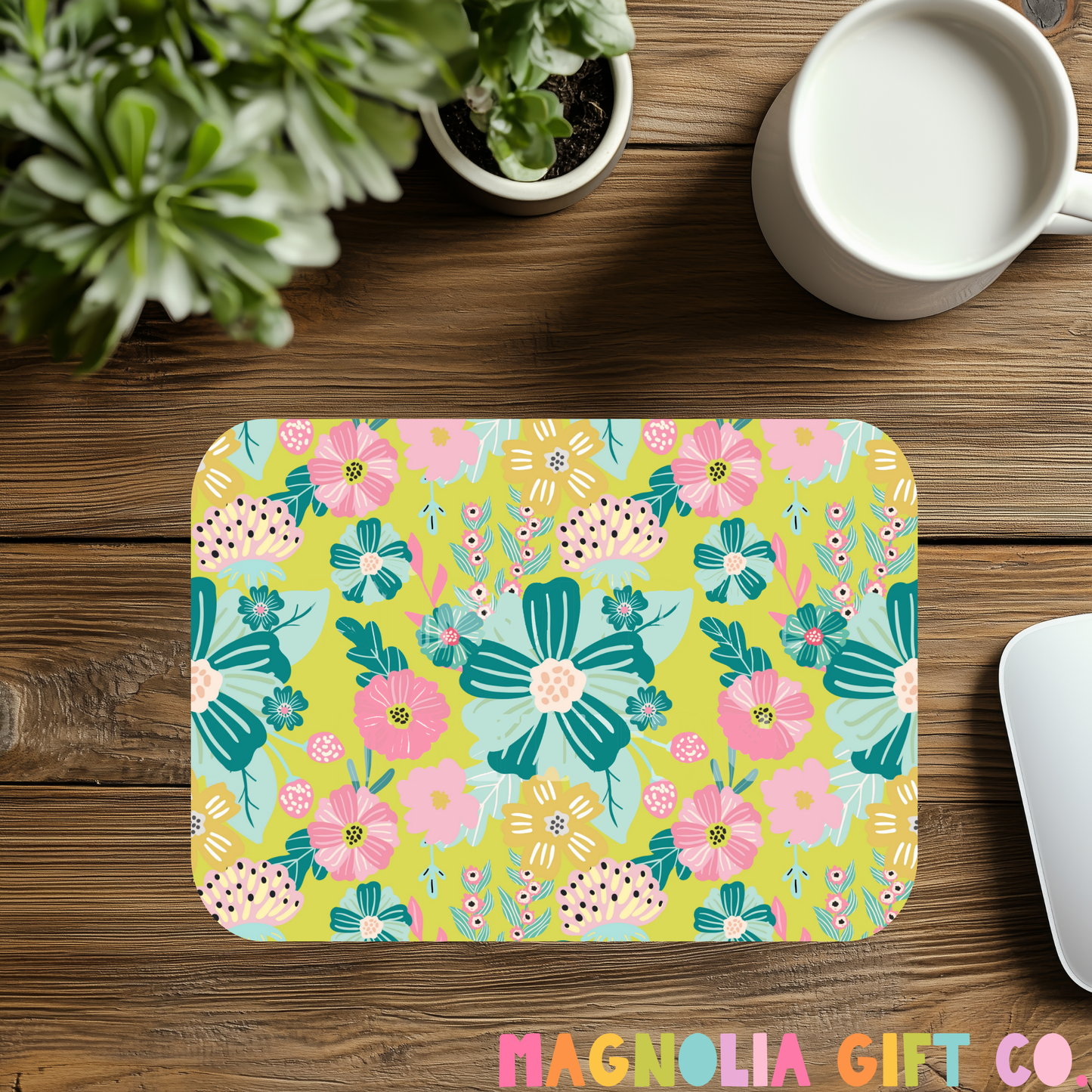Lime Green Flower Mousepad