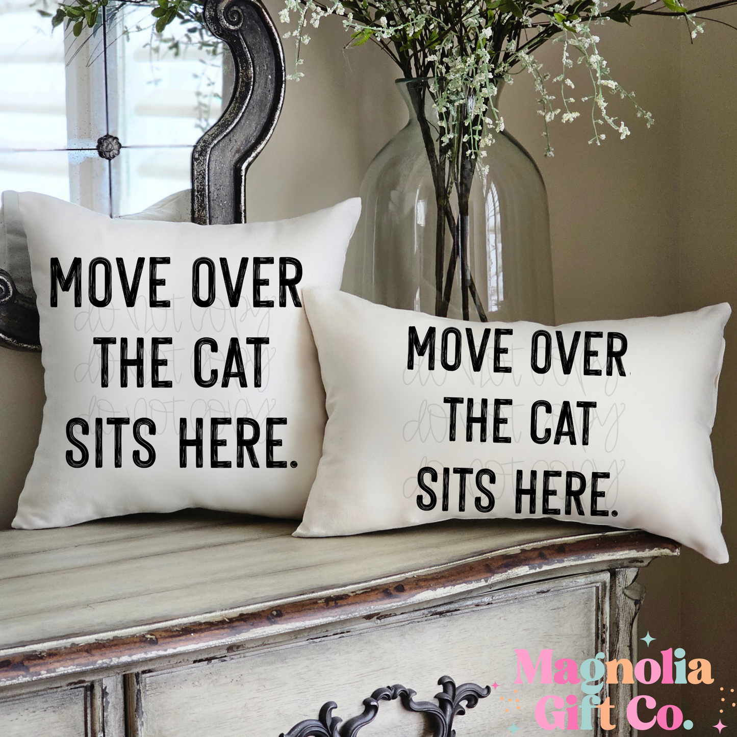 Move Over-Cat Sits Here Throw Pillow
