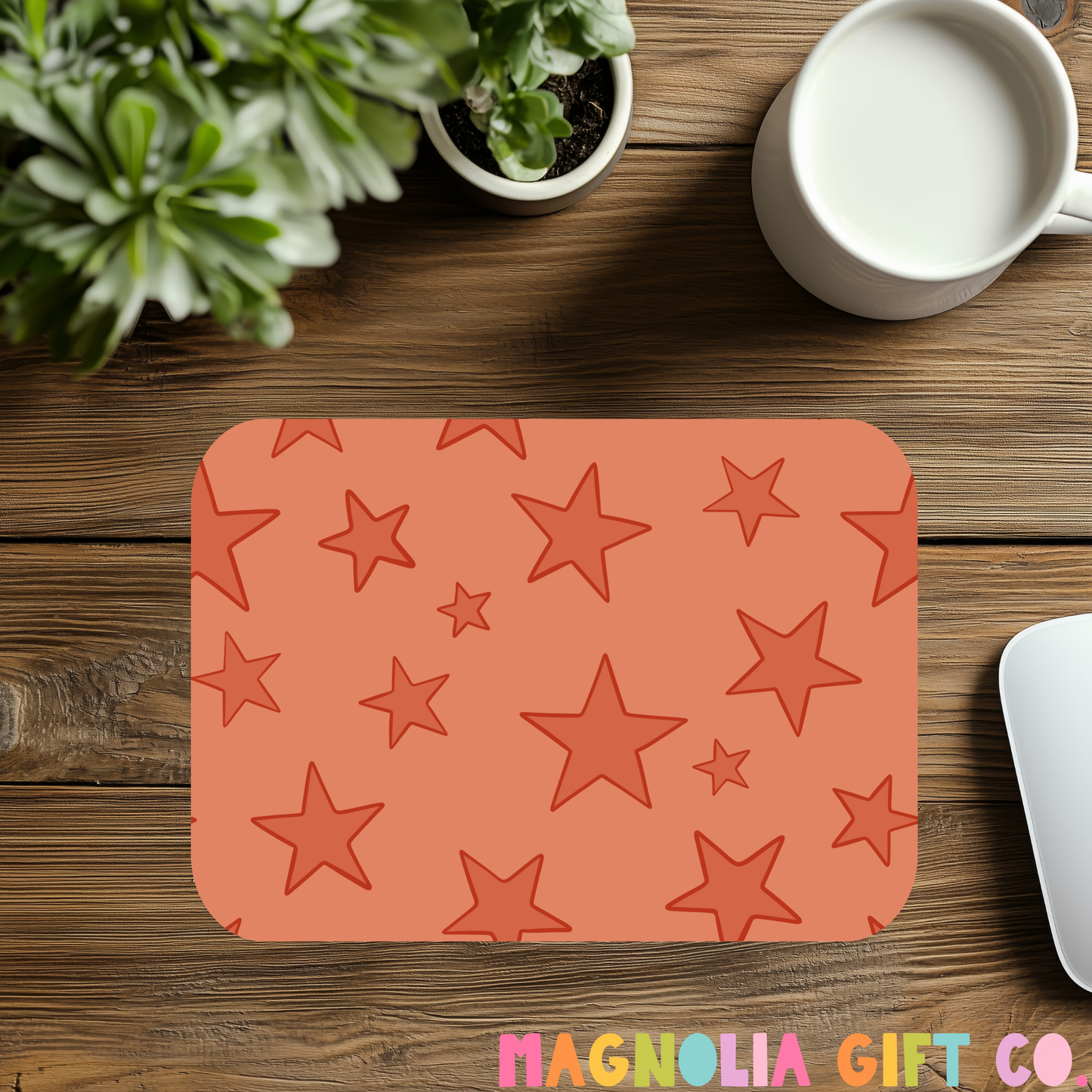 Dark Orange Stars Mousepad