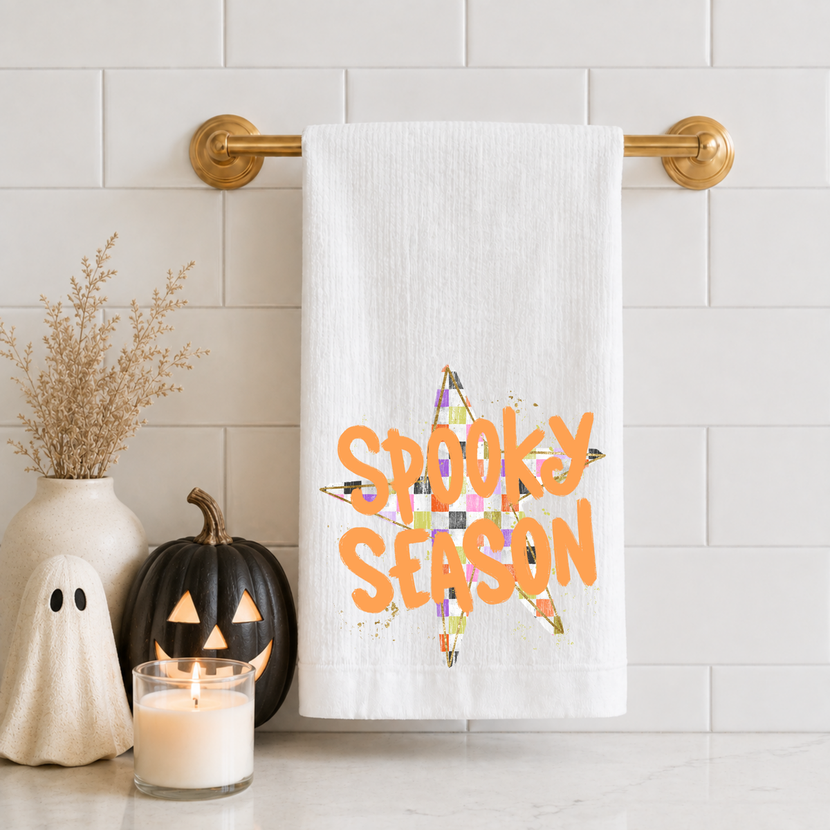 Starry Spooky Season Tea Towel