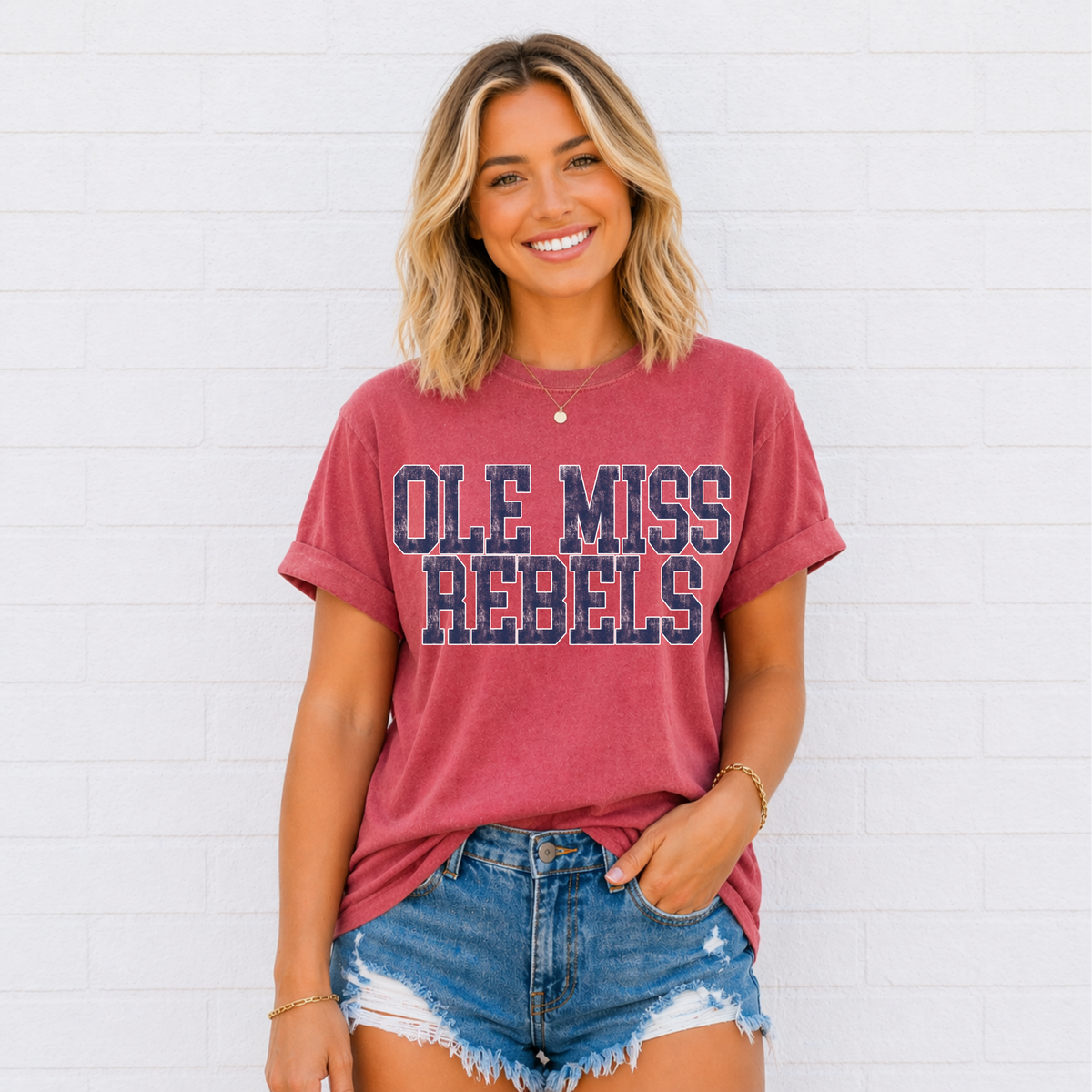 Varsity Distressed Rebels Tee