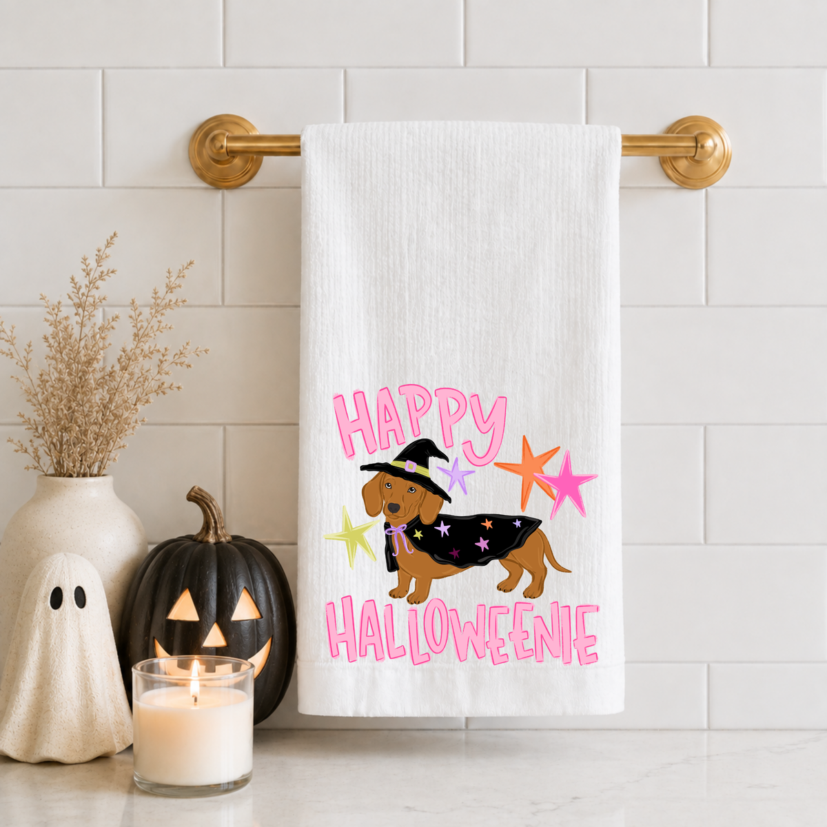 Happy Hallo-weenie Tea Towel