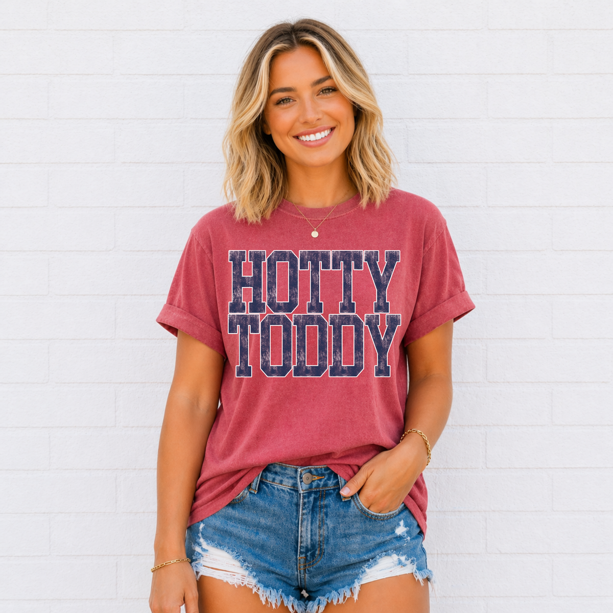 Varsity Distressed Hotty Toddy (Navy) Tee