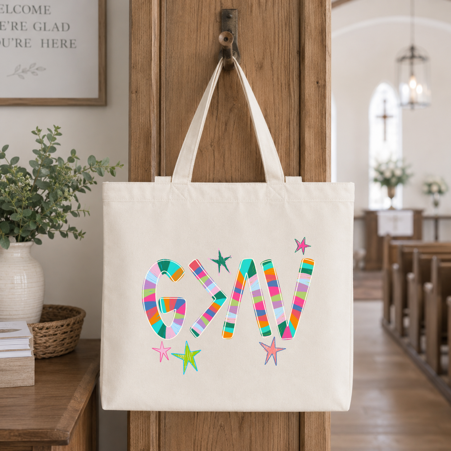 Striped God Is Greater Tote Bag