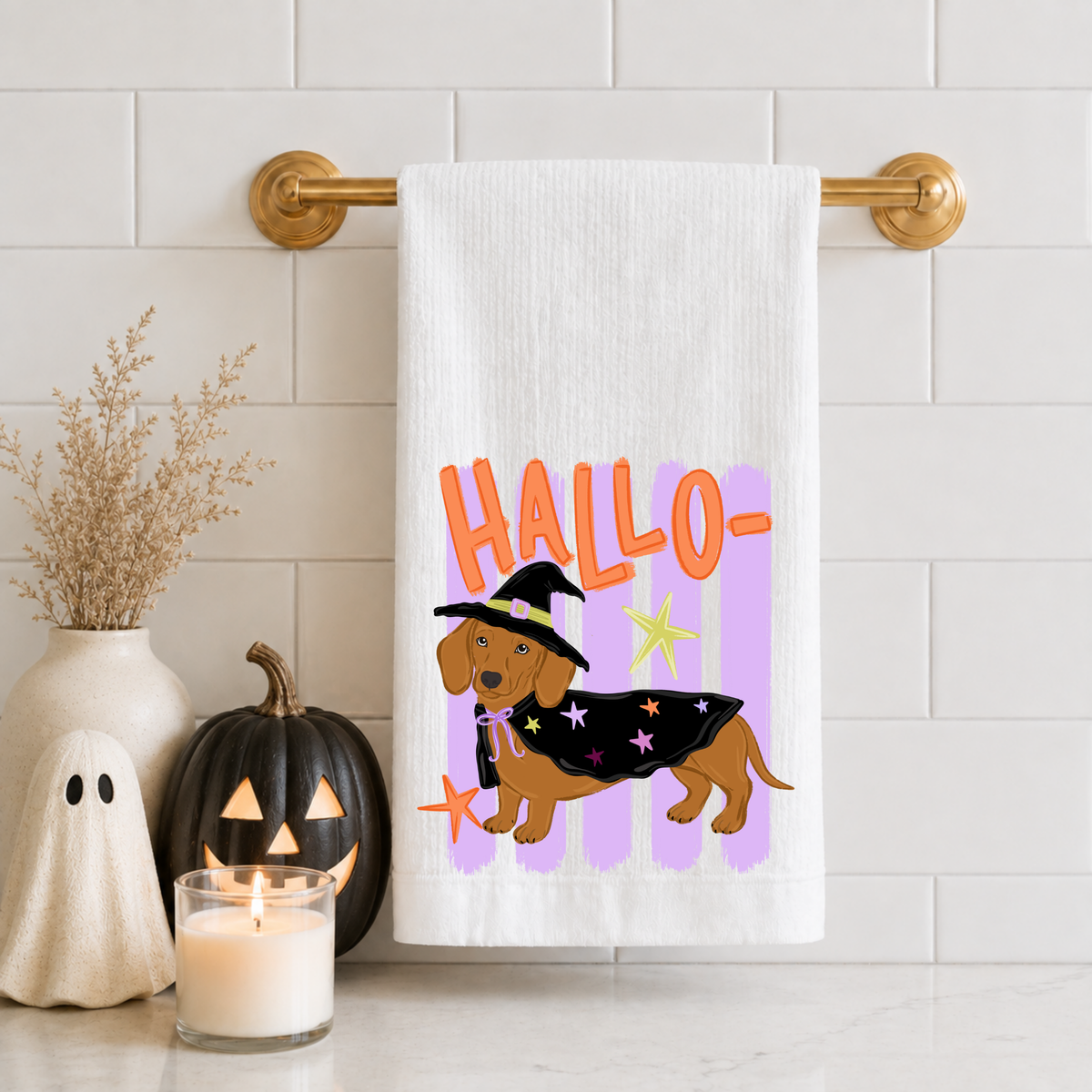 Witchy Hallo-weenie Tea Towel