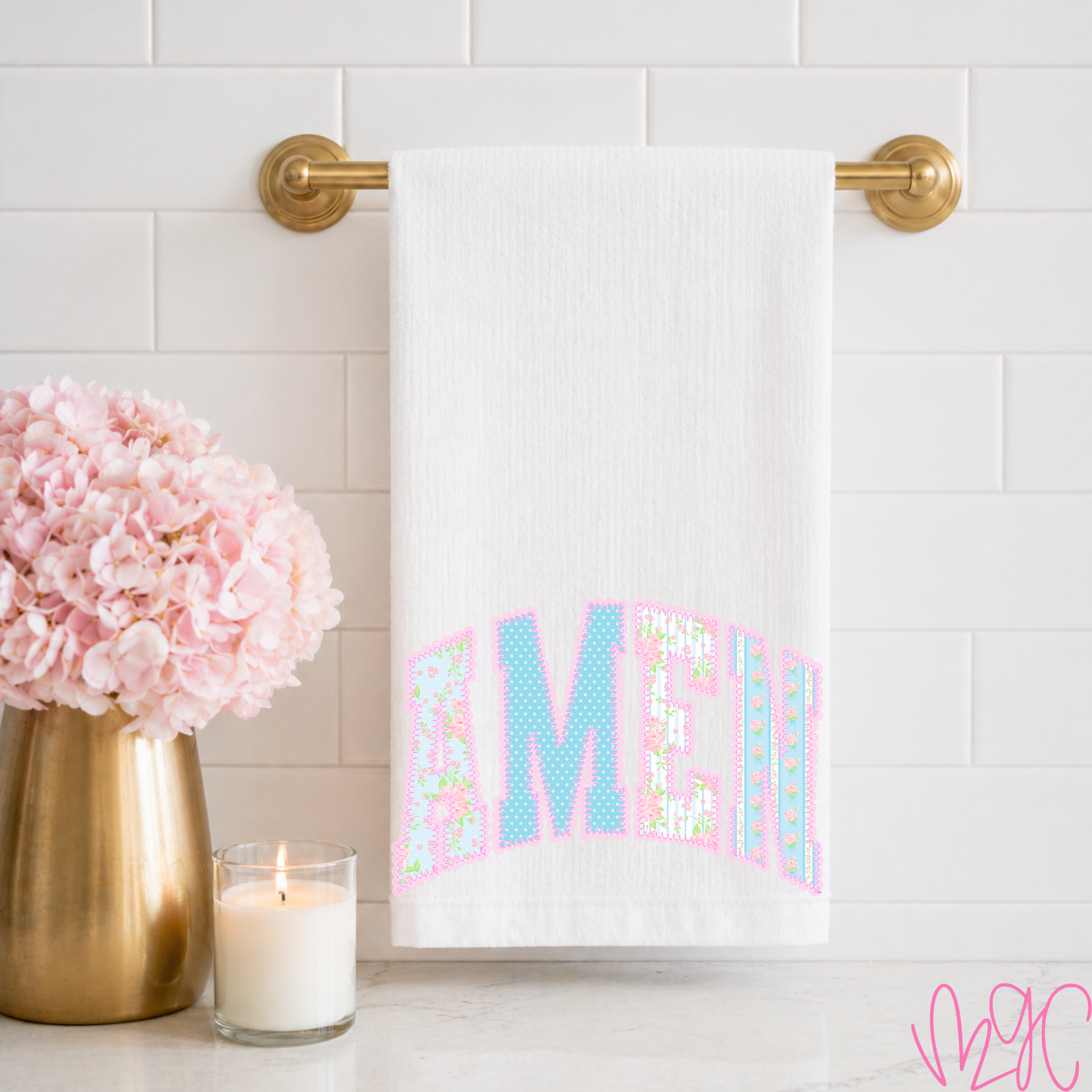 Floral Amen Tea Towel