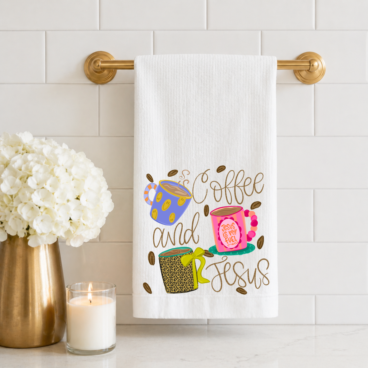 Coffee & Jesus Tea Towel