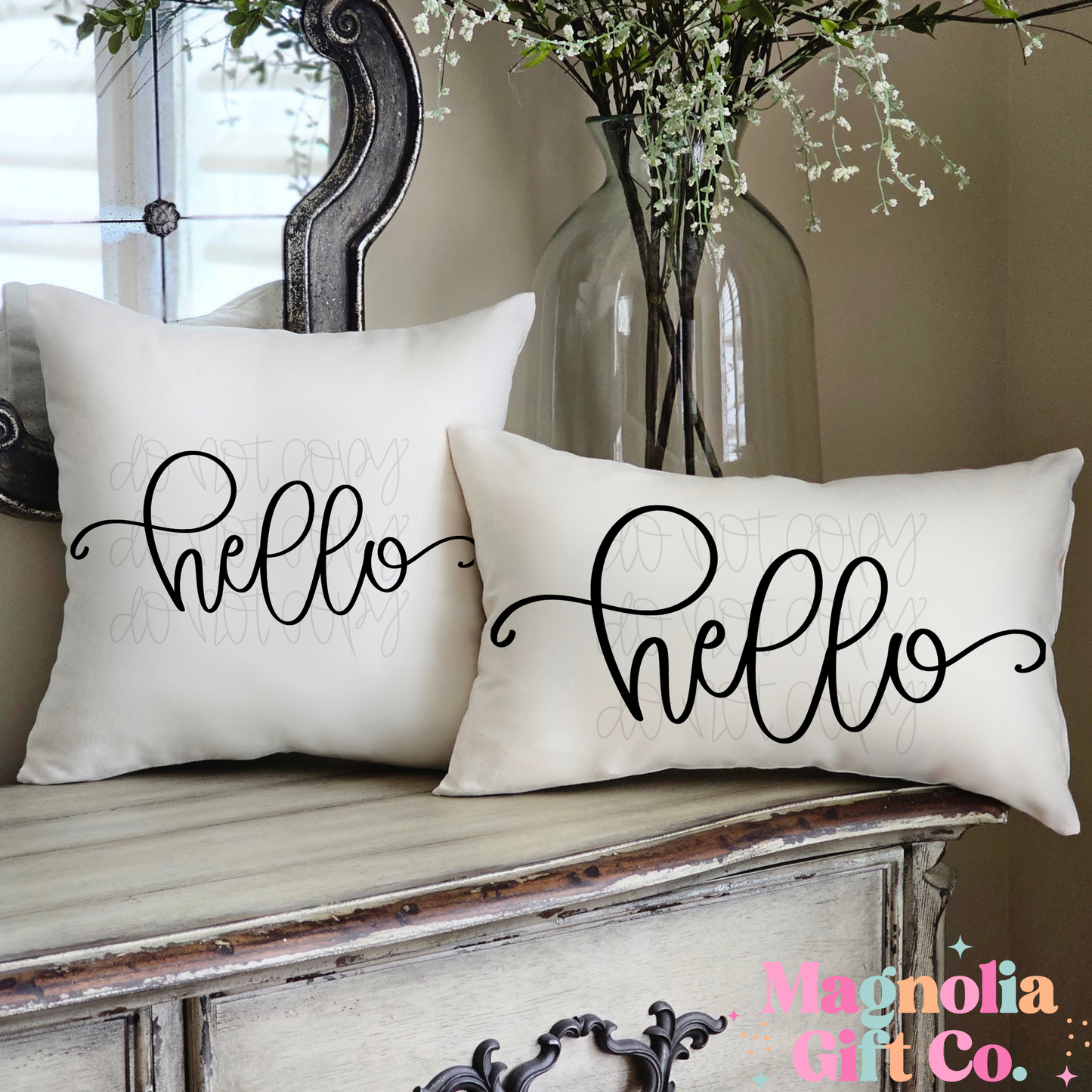 Script Hello Throw Pillow