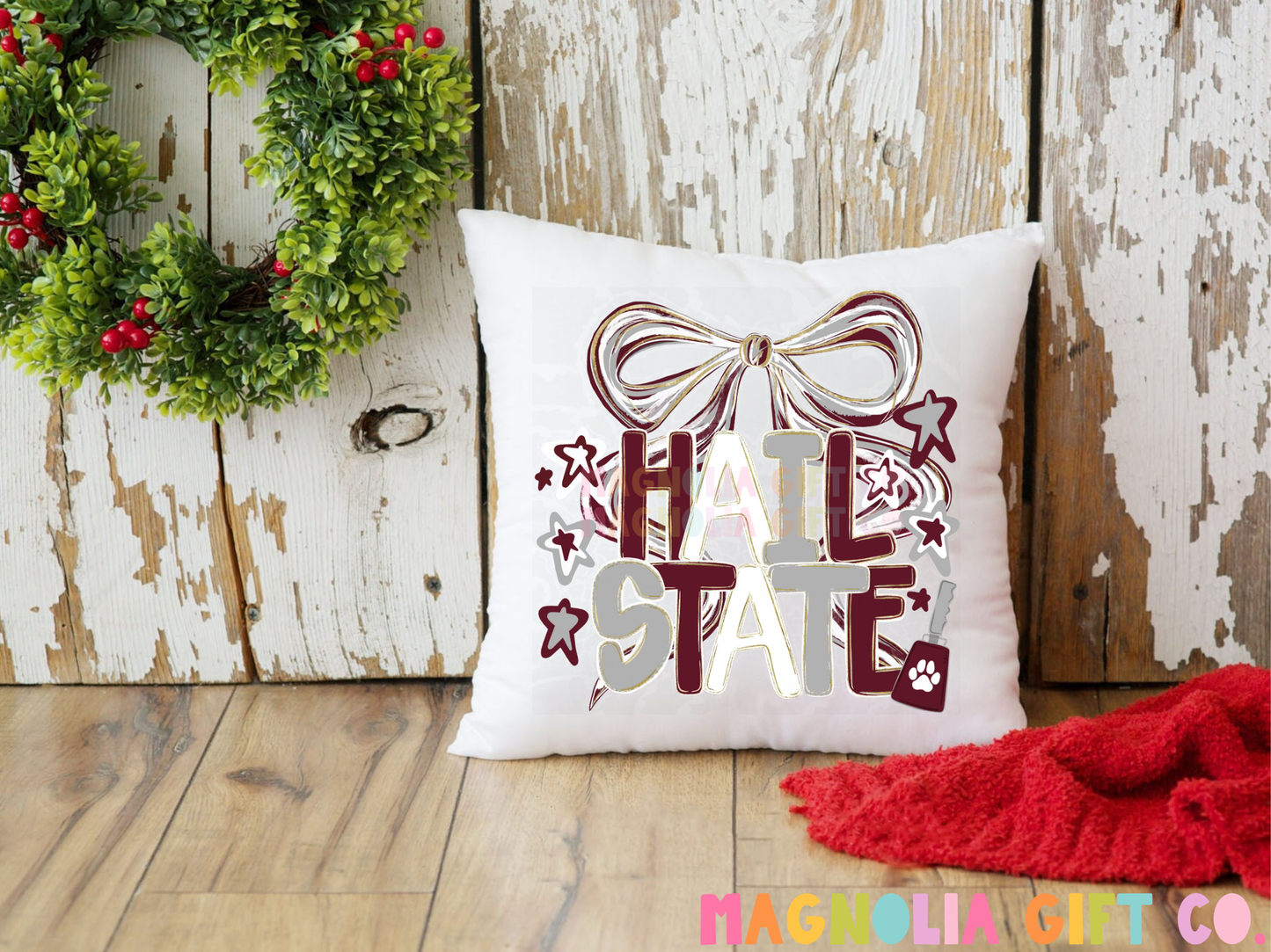 Preppy Hail State Throw Pillow