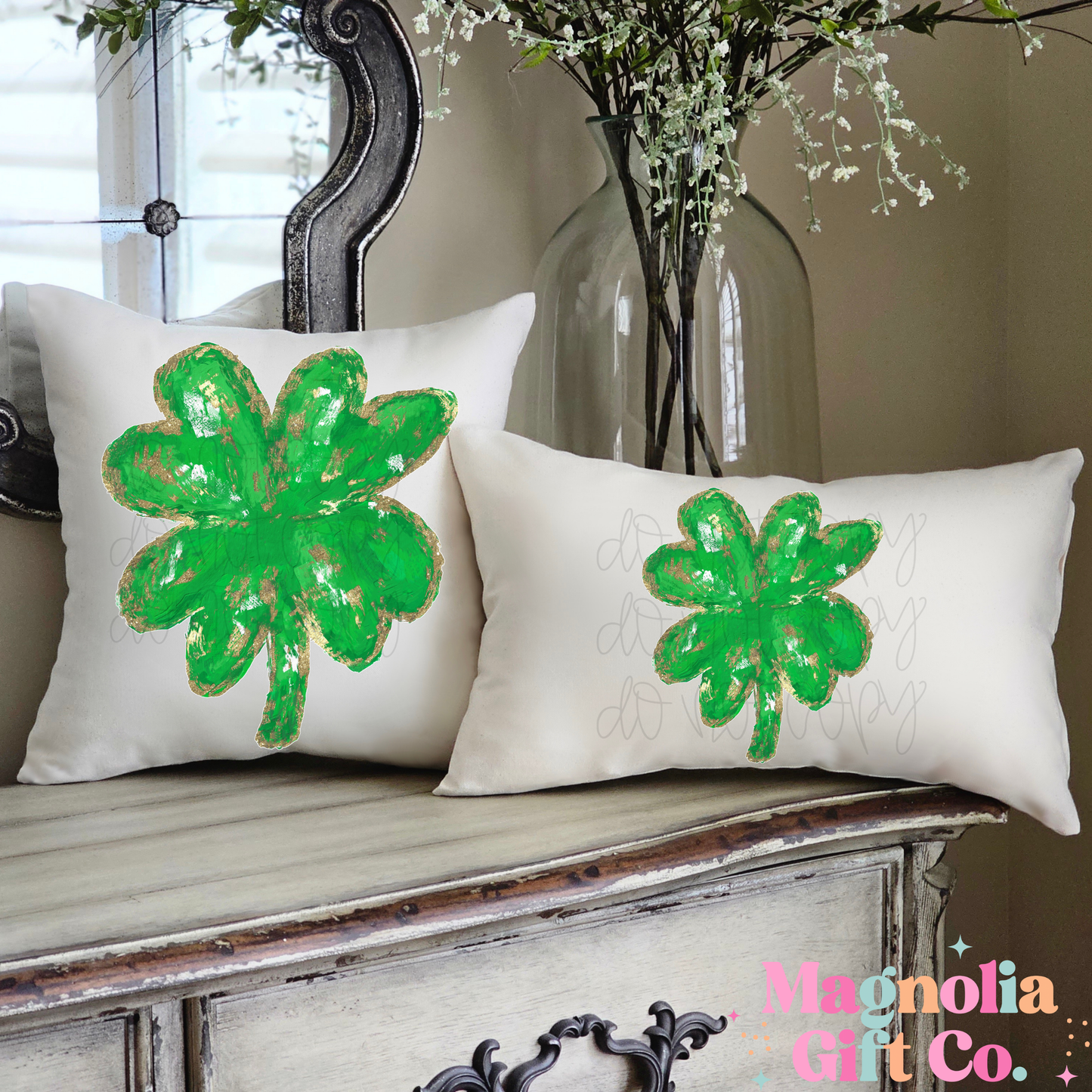 Brush Clover Throw Pillow