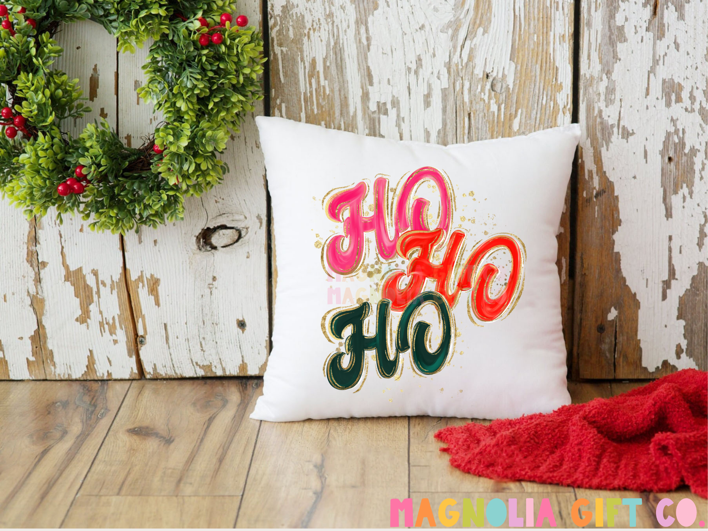 Painted Ho Ho Ho Throw Pillow