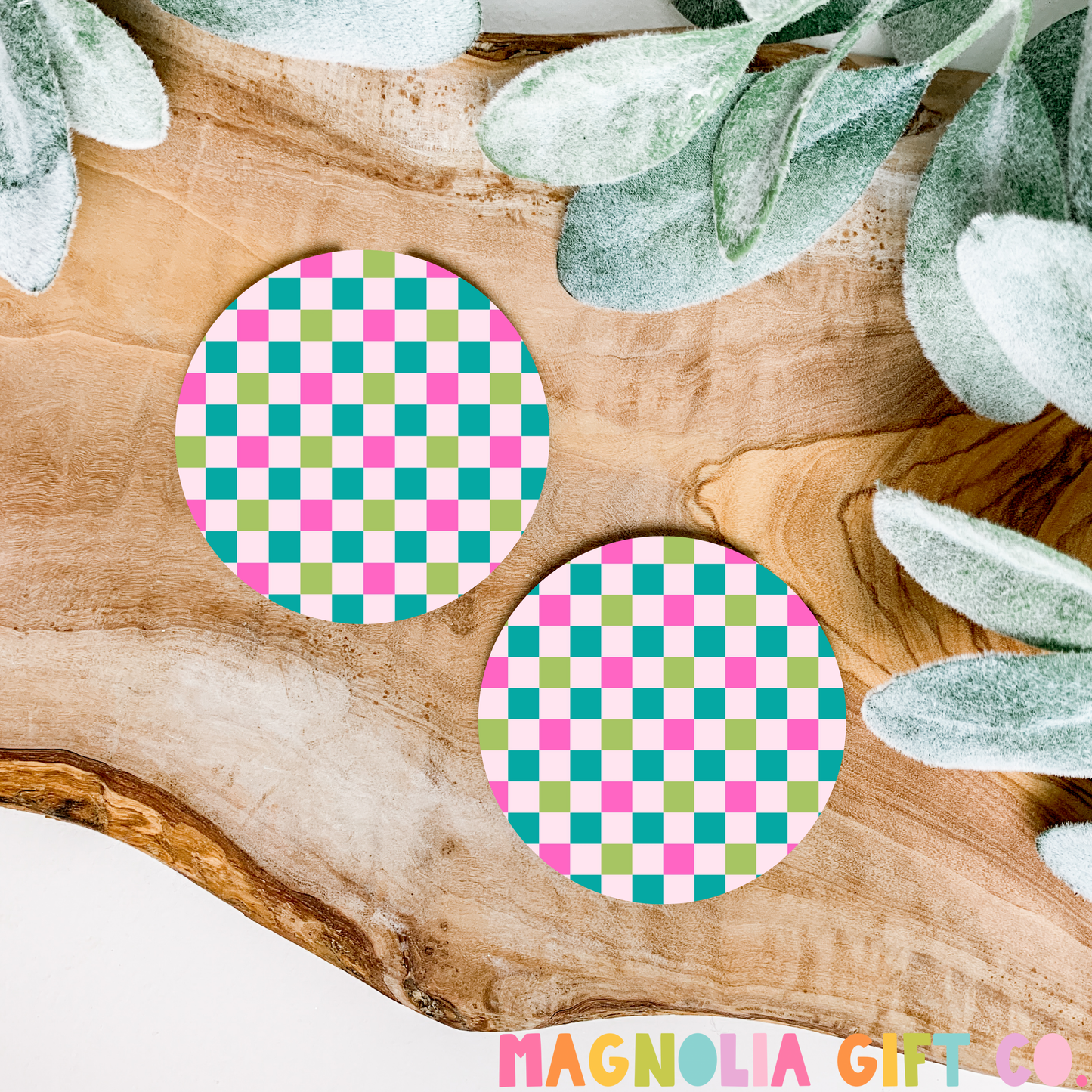 Bright Checkered Car Coasters