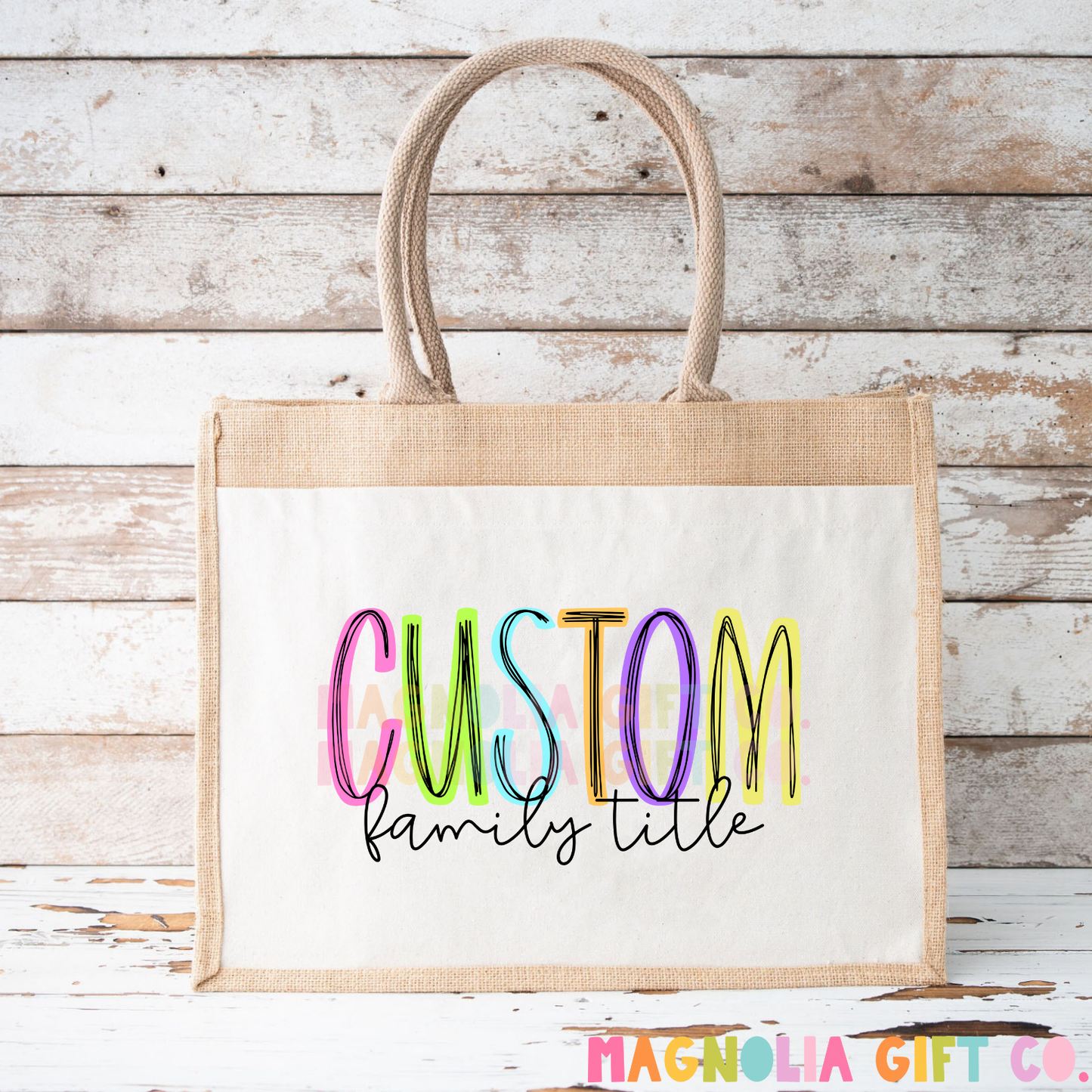 Neon Family Title Tote Bag