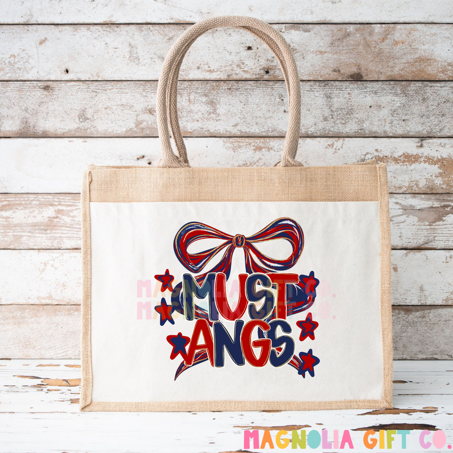 Preppy Bow Mustangs Tote Bag