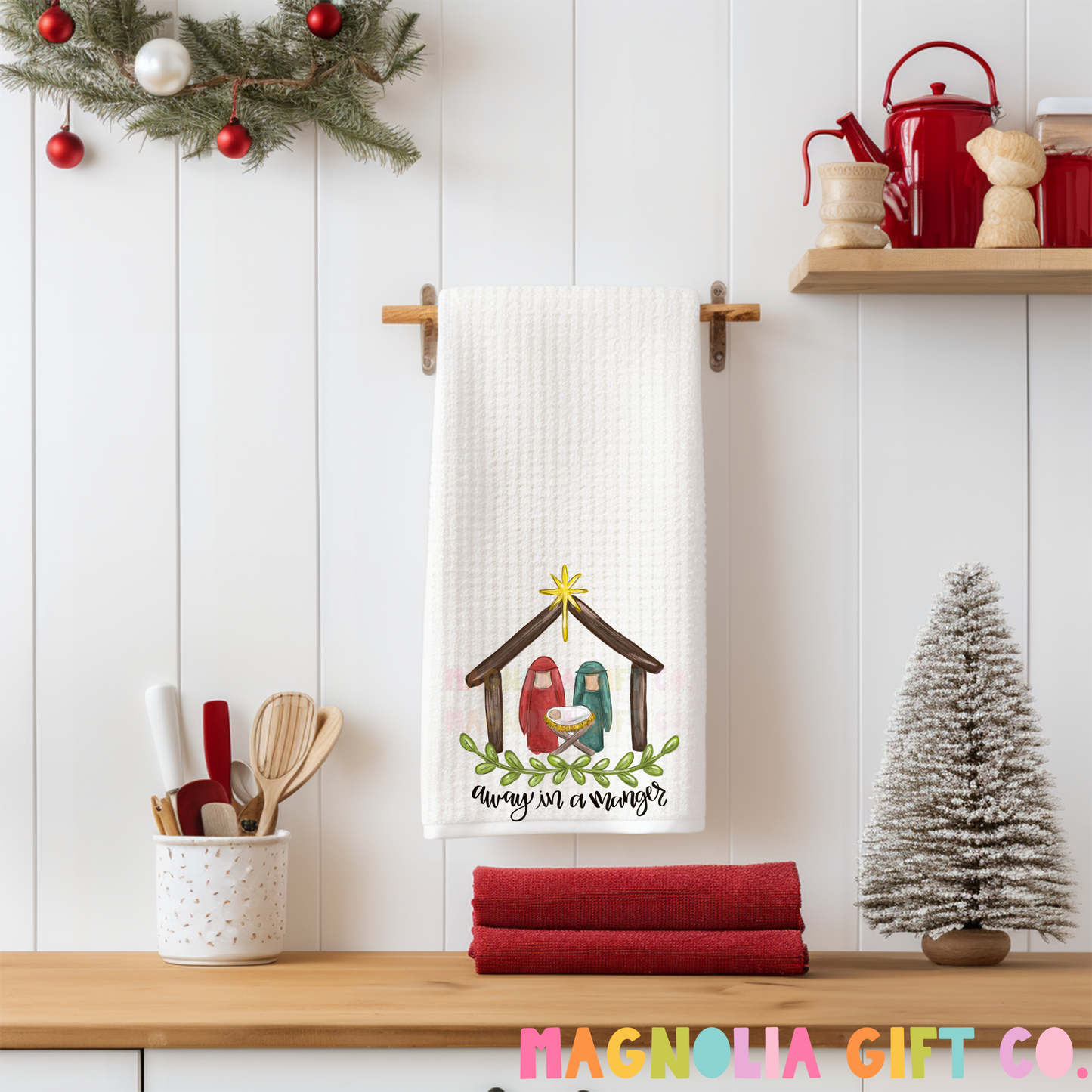 Away In A Manger Tea Towel