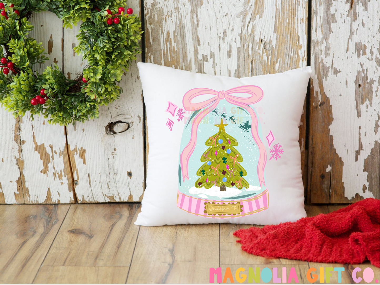 Preppy Snowglobe-Custom City Throw Pillow