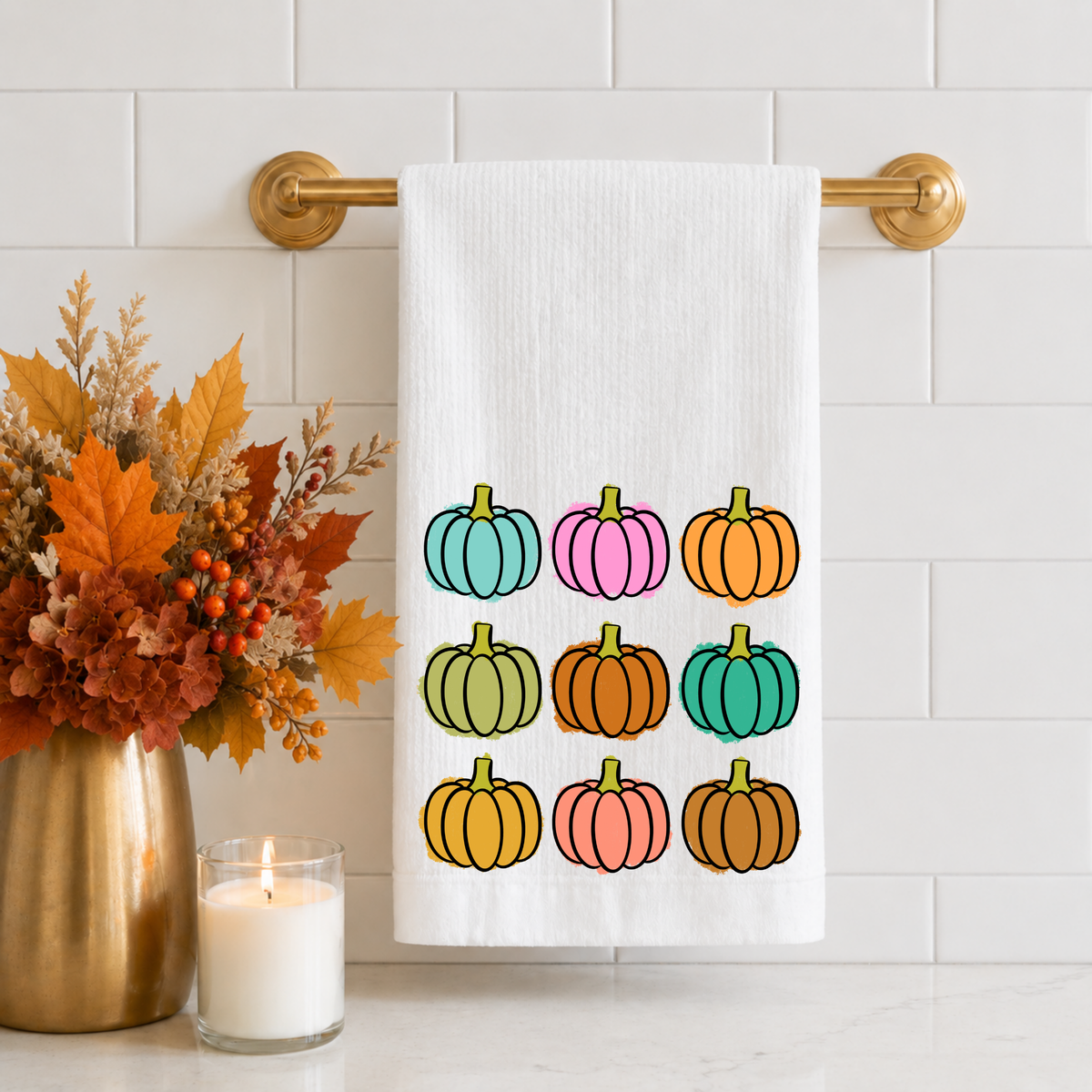 Colorful Pumpkin Tea Towel