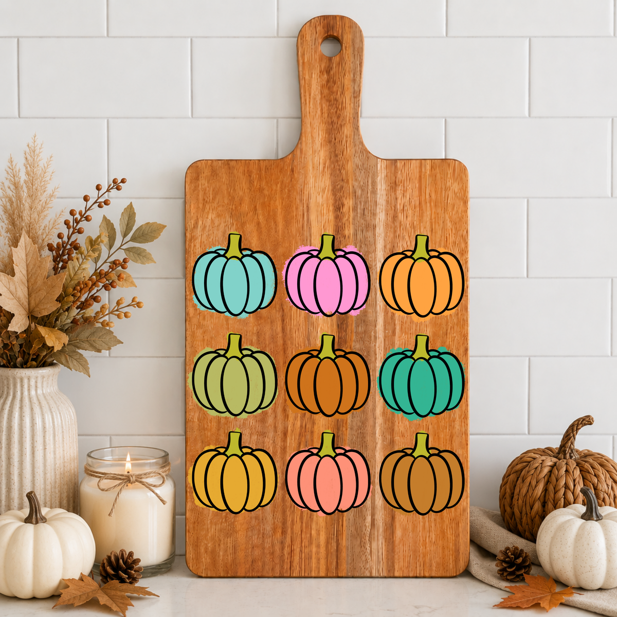 Colorful Pumpkins Cutting Board