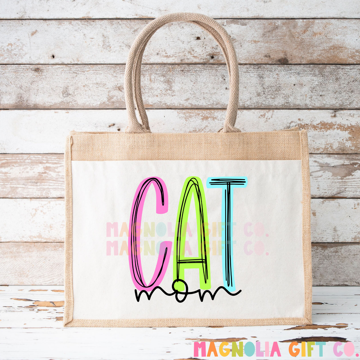 Neon Cat Mom Tote Bag