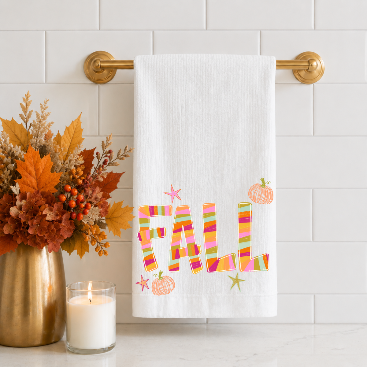 Striped Fall Tea Towel