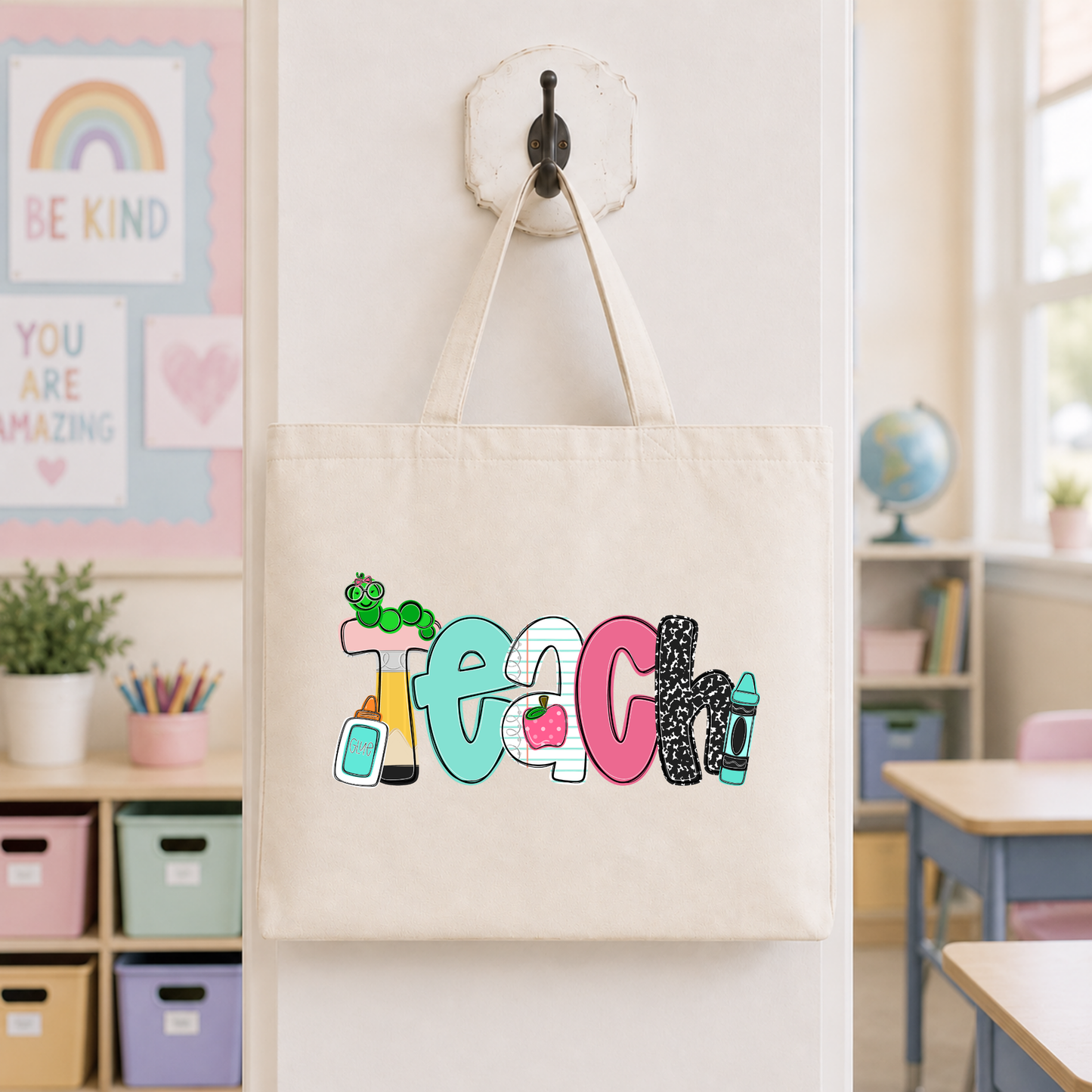 Pastel Teach Tote Bag