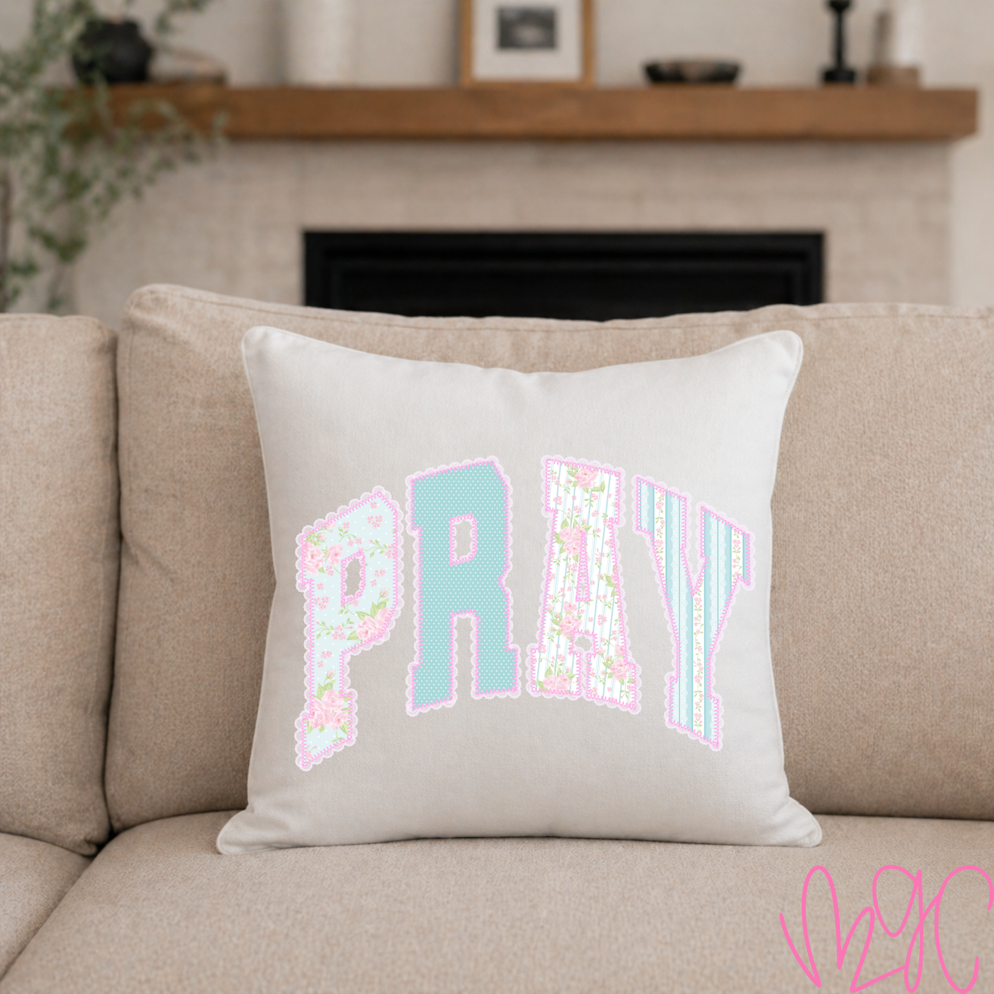 Floral Pray Throw Pillow