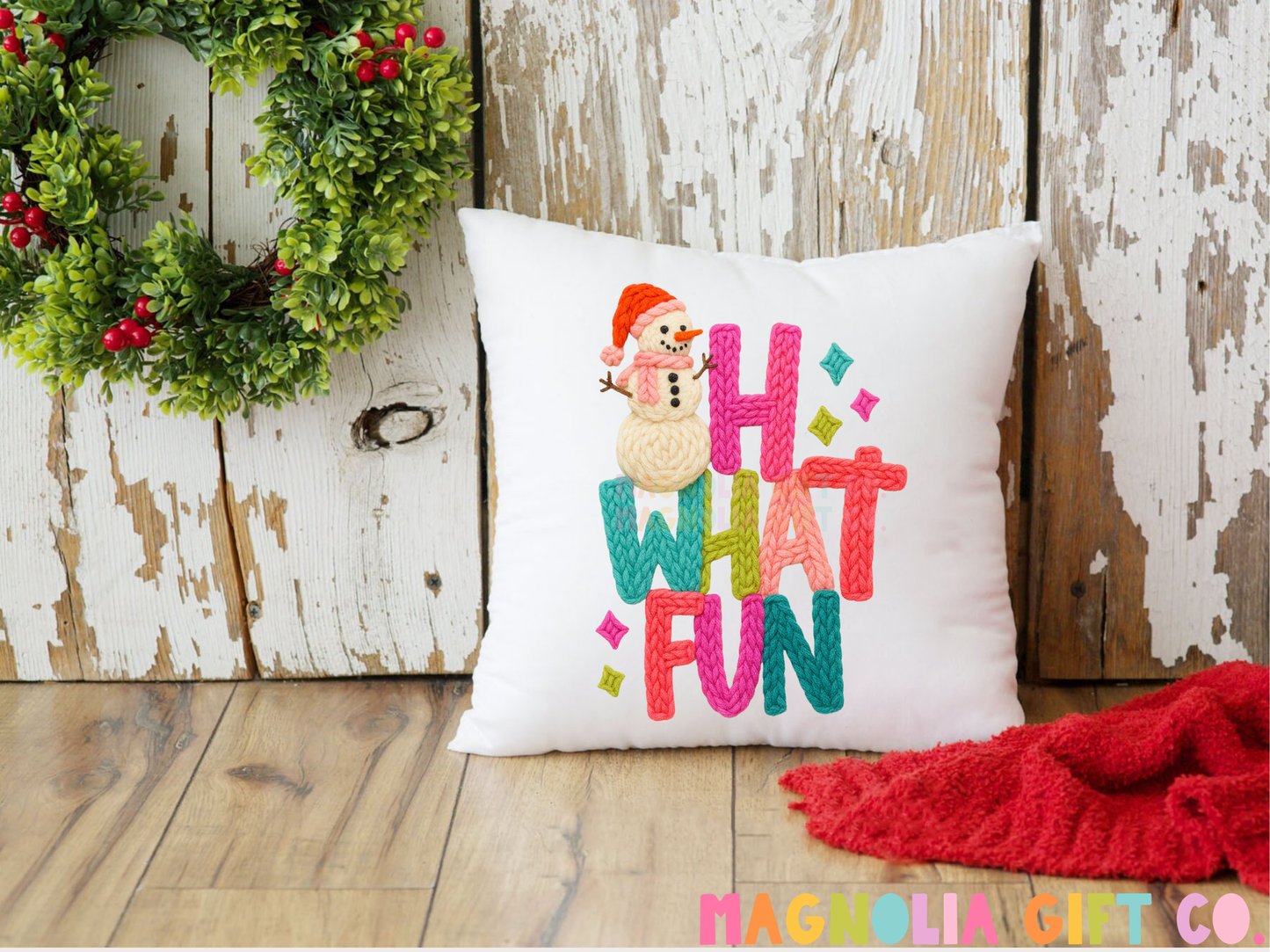 Oh What Fun Snowman Throw Pillow