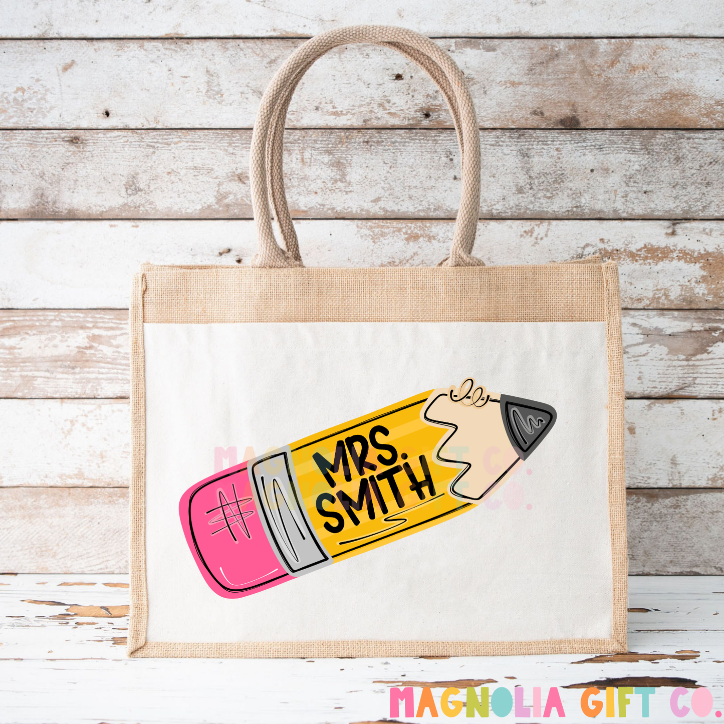 Pencil Custom Name Tote Bag