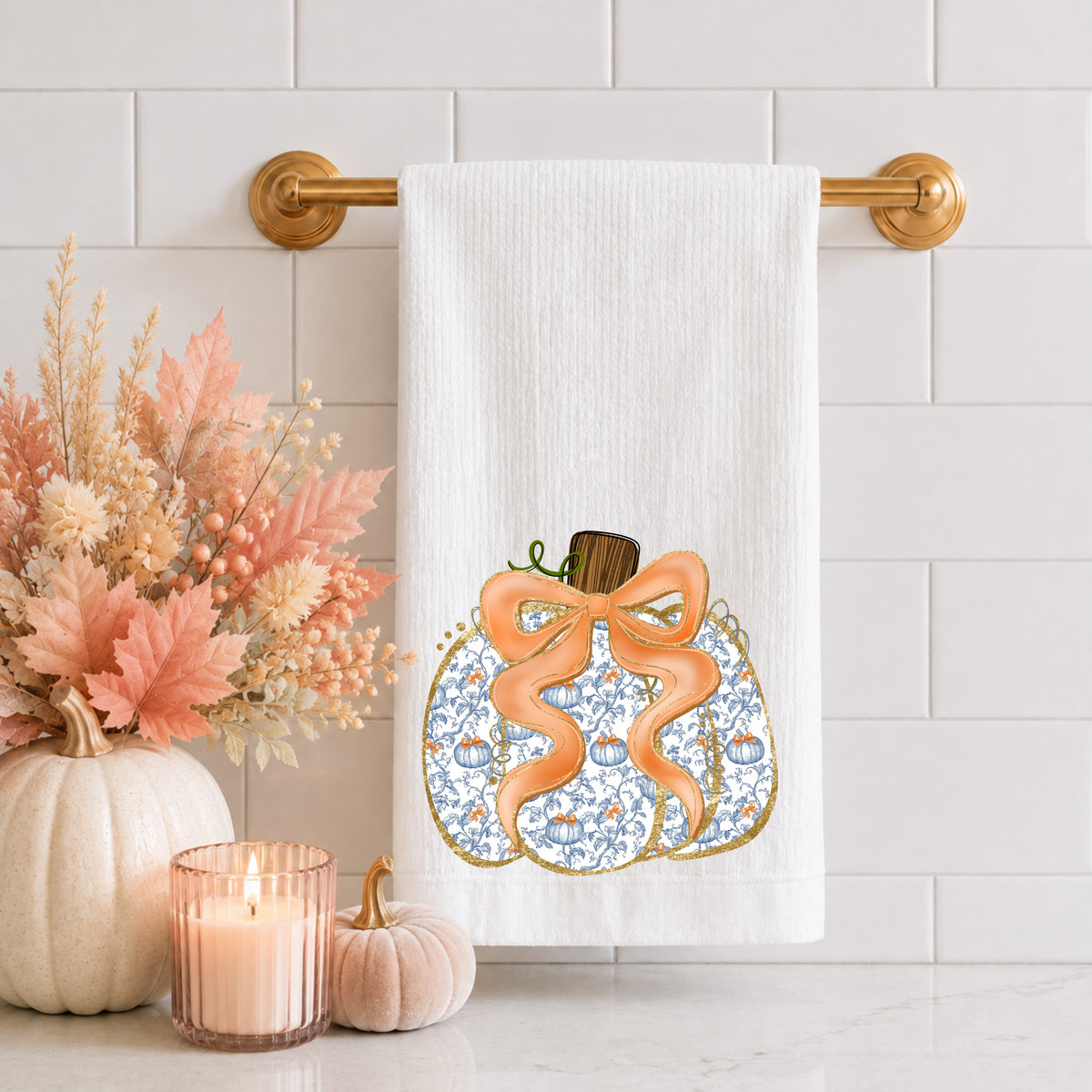 Chinoiserie Pumpkin Tea Towel