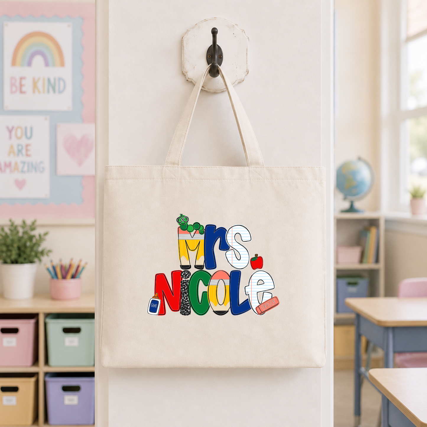 Primary Custom Name Tote Bag