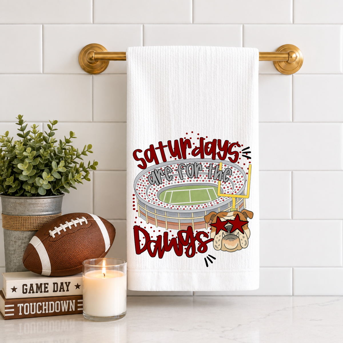 Saturdays Are For The Dawgs Tea Towel