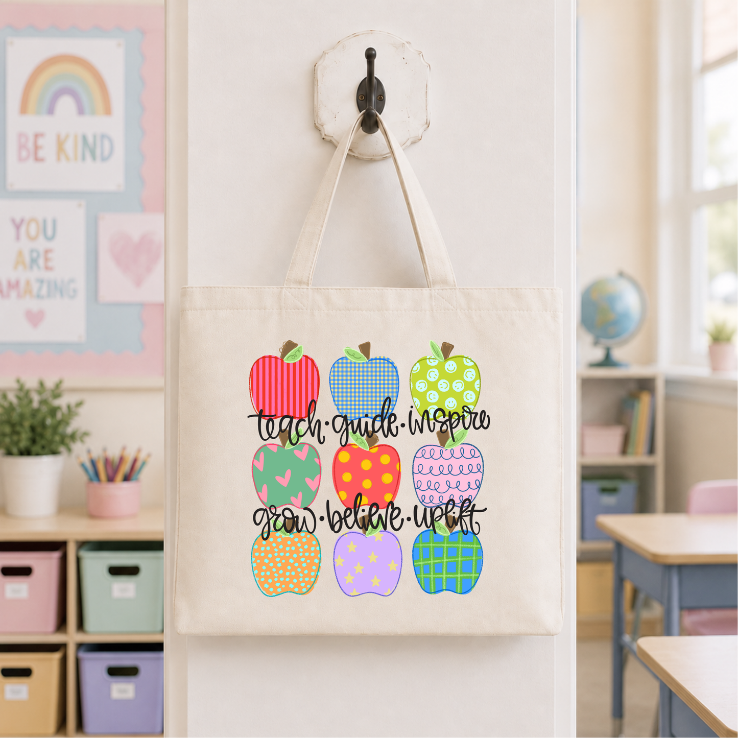 Stacked Apple Words Tote Bag