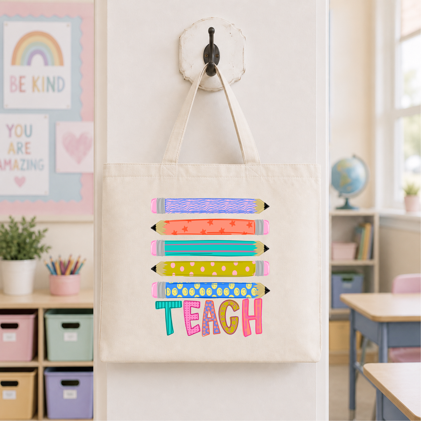 Stacked Pencil Tote Bag
