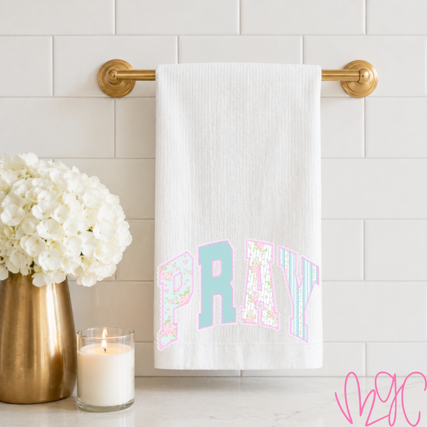 Floral Pray Tea Towel