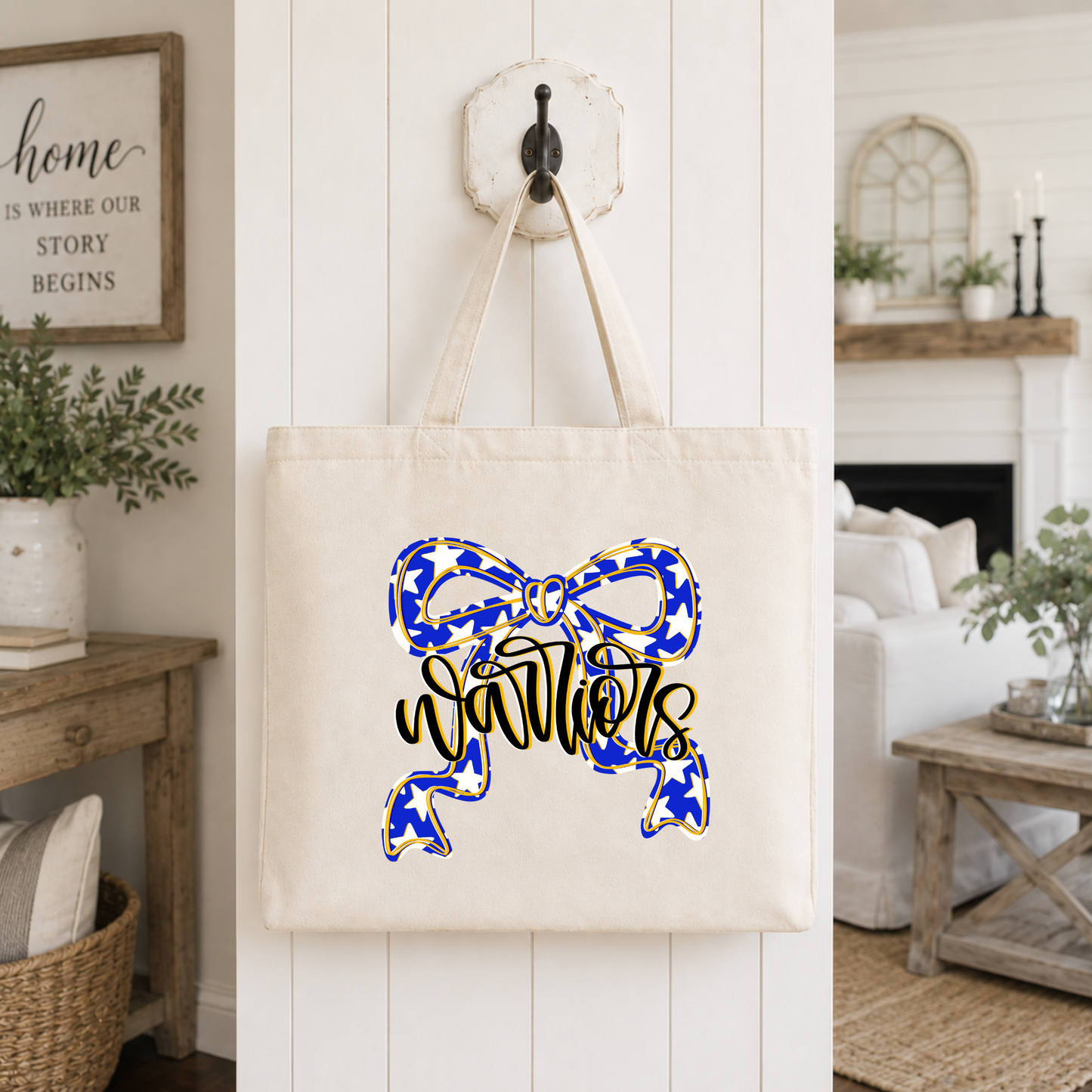Custom Starry Bow Mascot Tote Bag