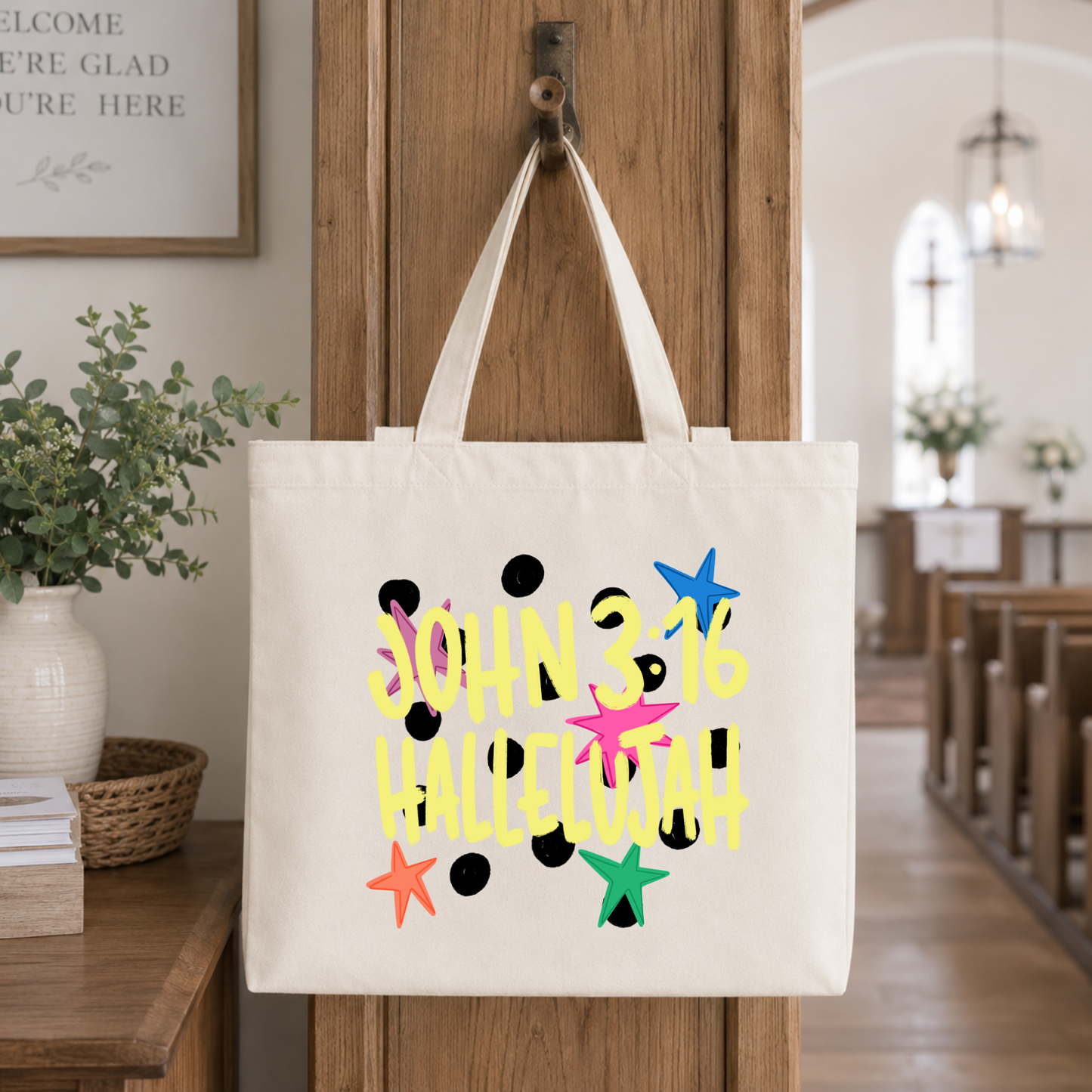 Dotted John 3:16 Tote Bag