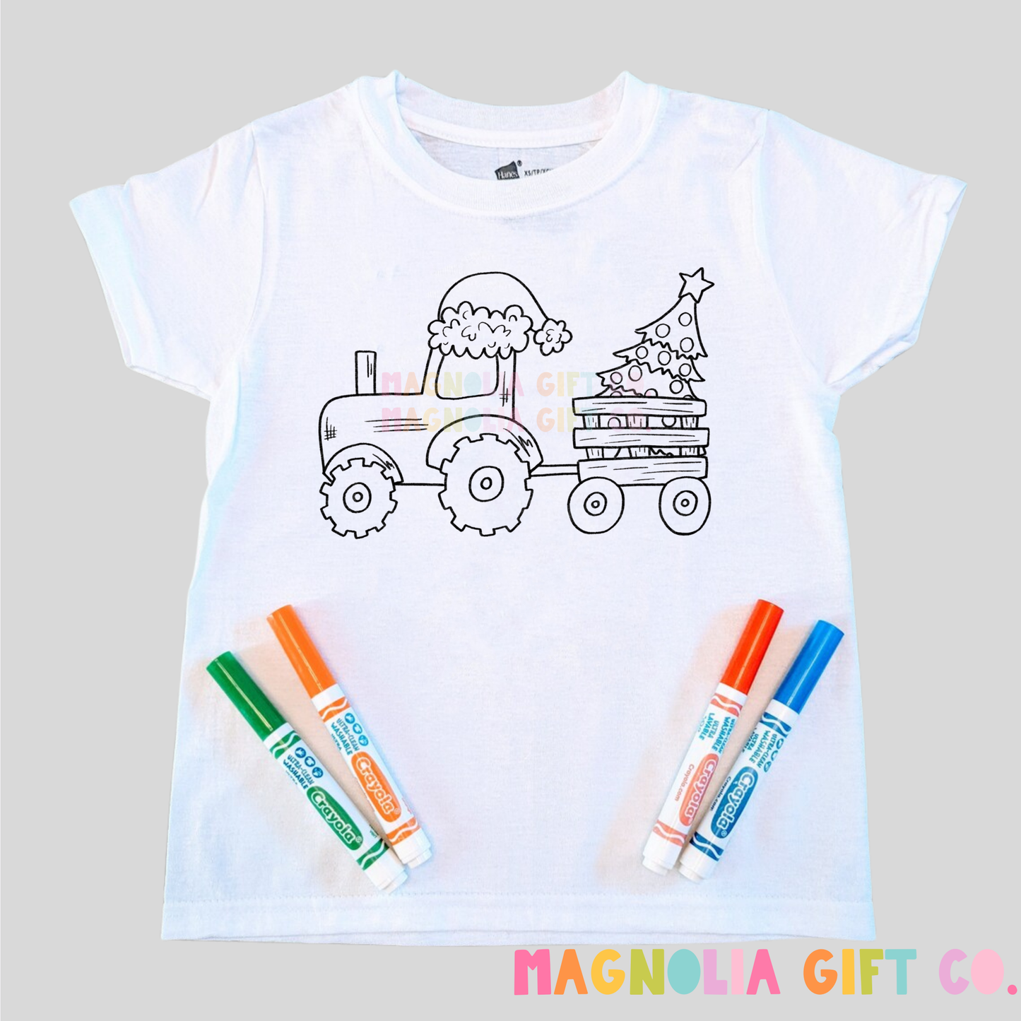 Christmas Tractor Coloring Tee