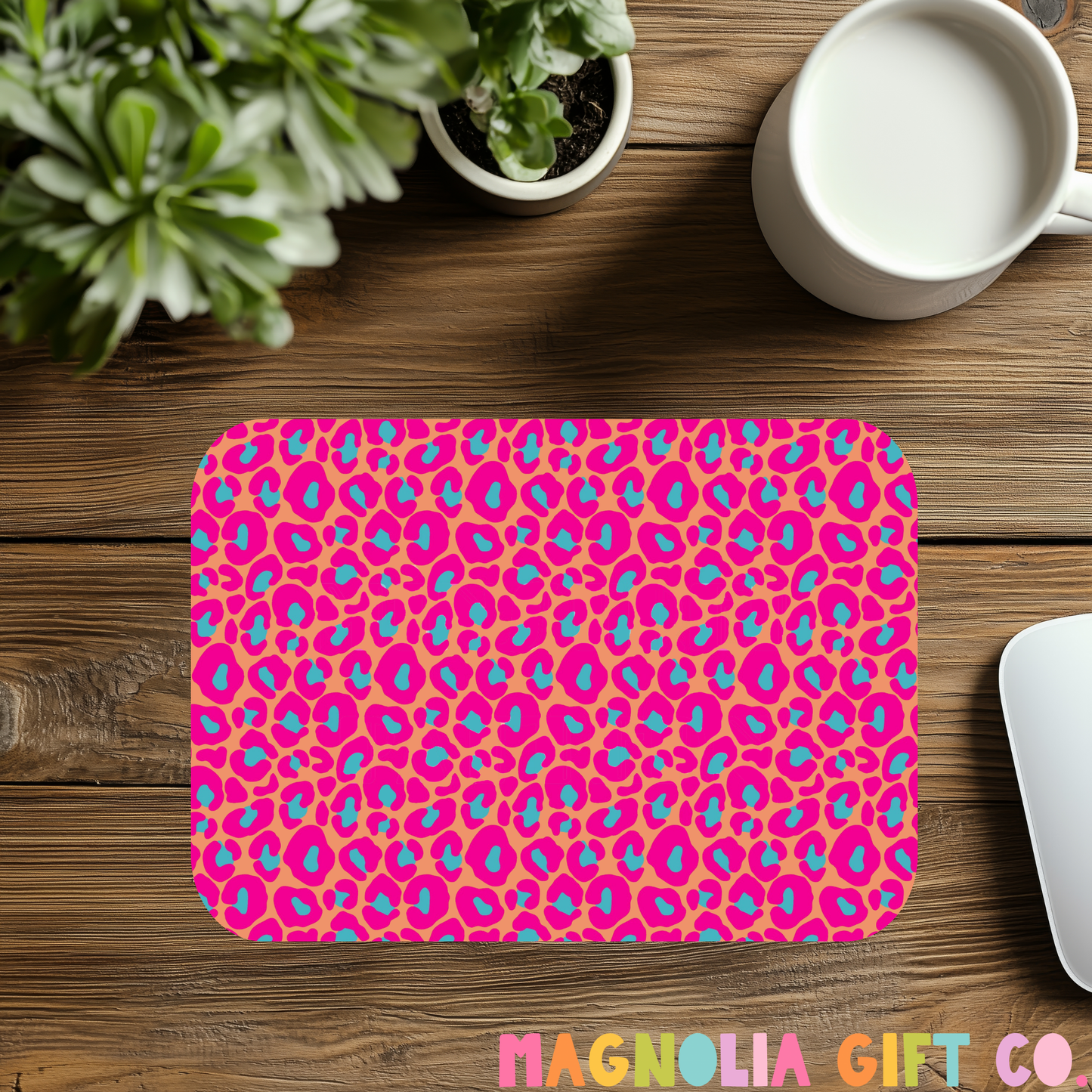 Hot Pink + Purple Leopard Mousepad