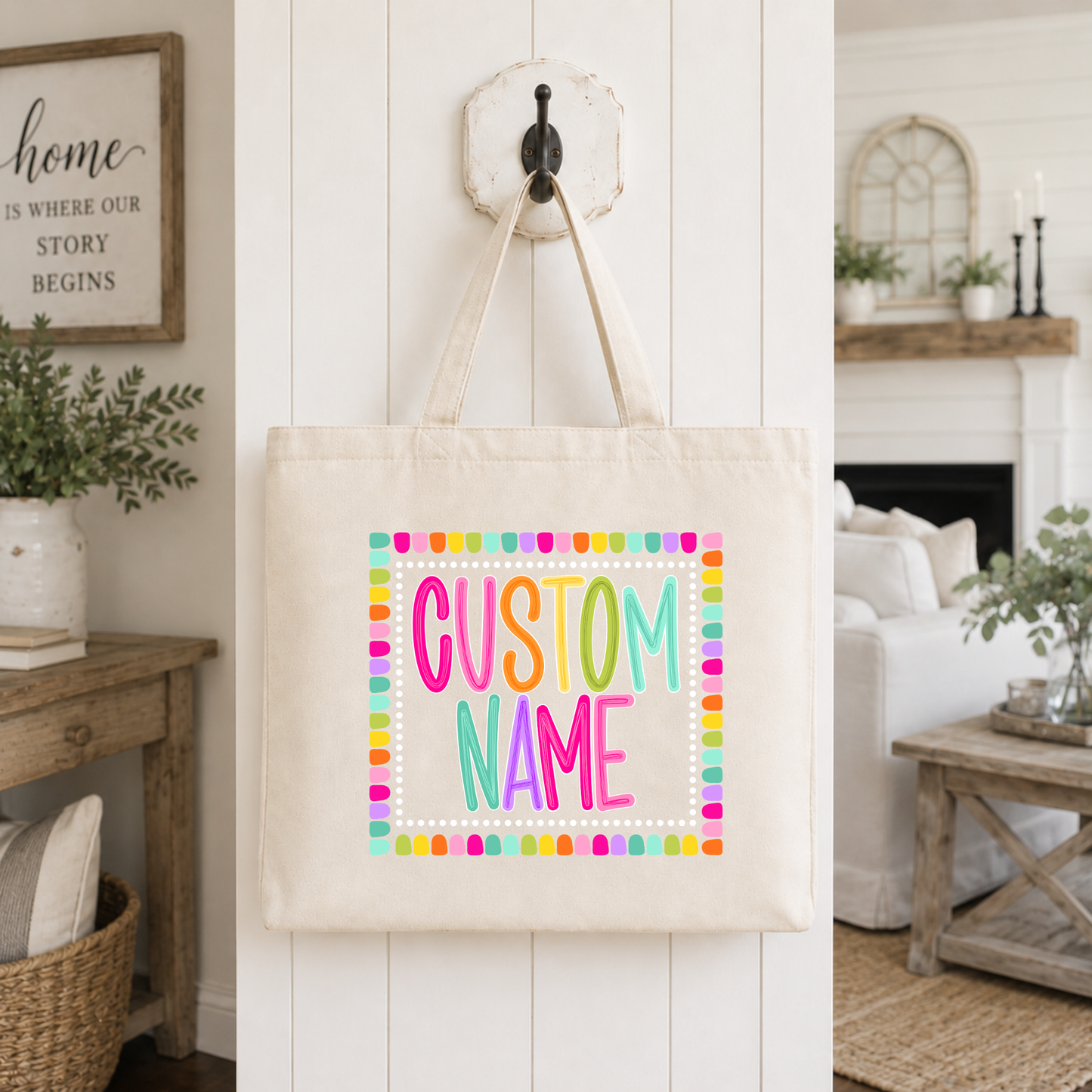 Color Pop-Custom Name Tote Bag