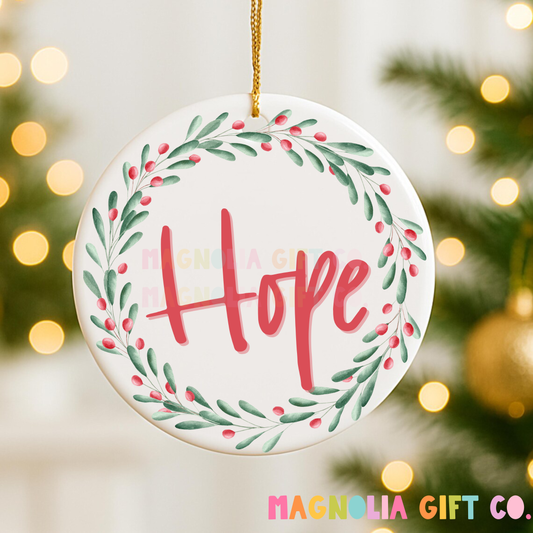 Hope Holly Wreath Ornament
