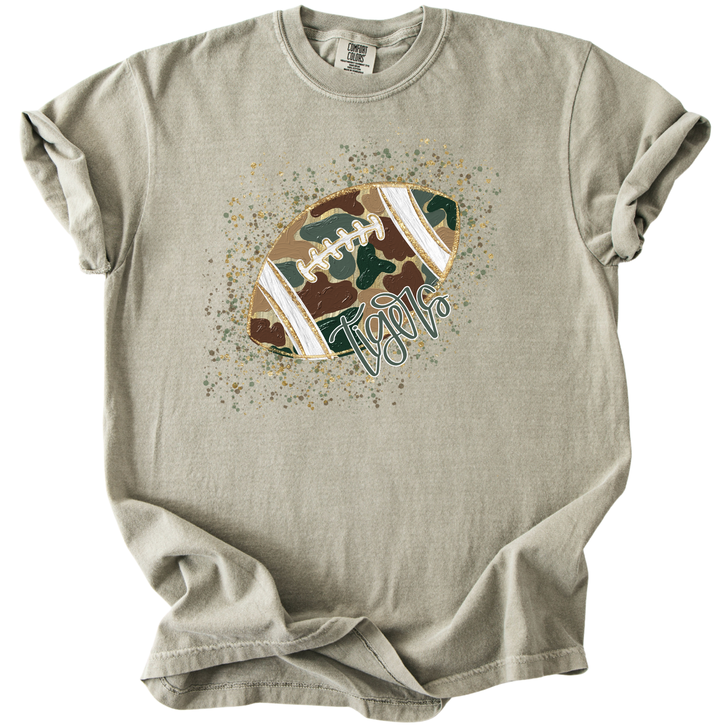 Camo Confetti Football-Tigers Tee