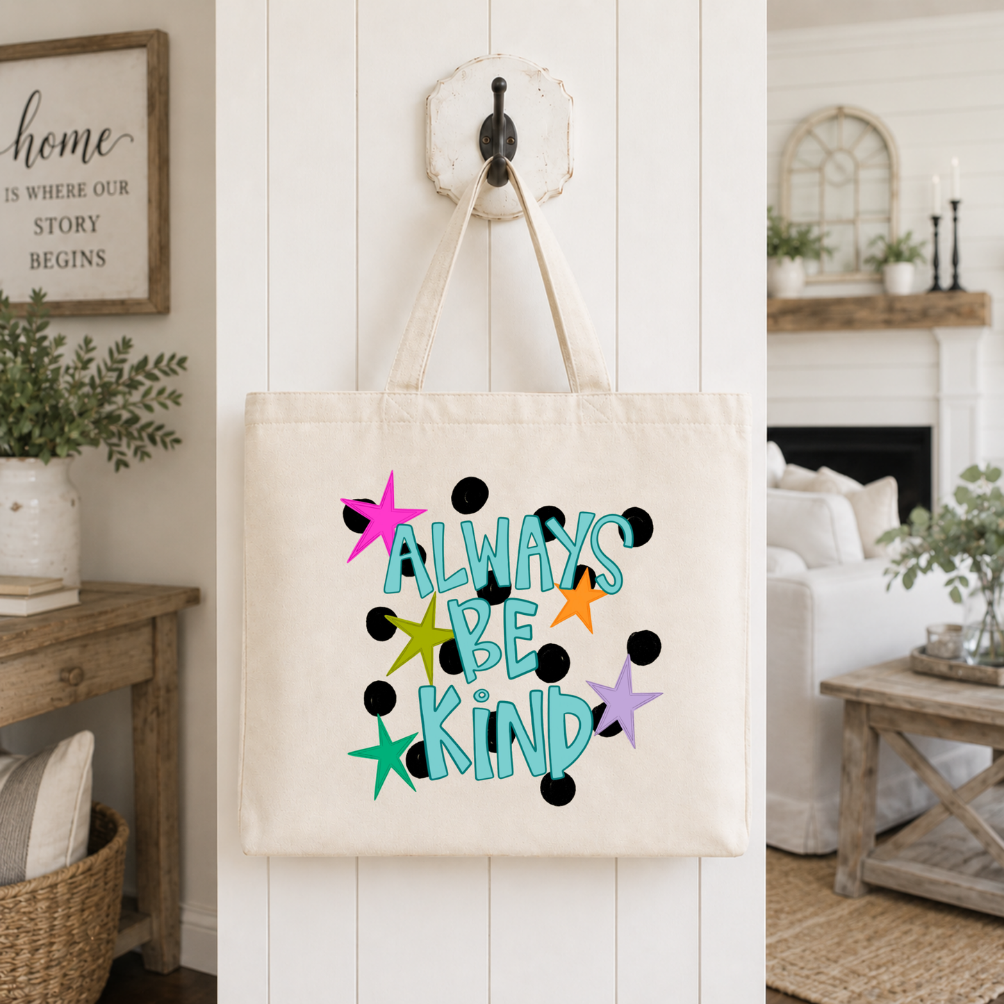 Dotted Always Be Kind Tote Bag